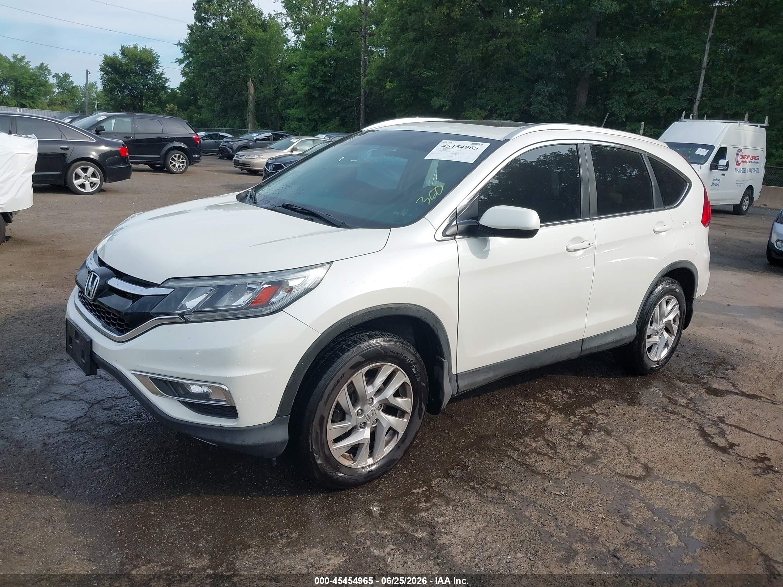 2015 Honda Cr-v Ex-l White vin: 5J6RM4H72FL035497