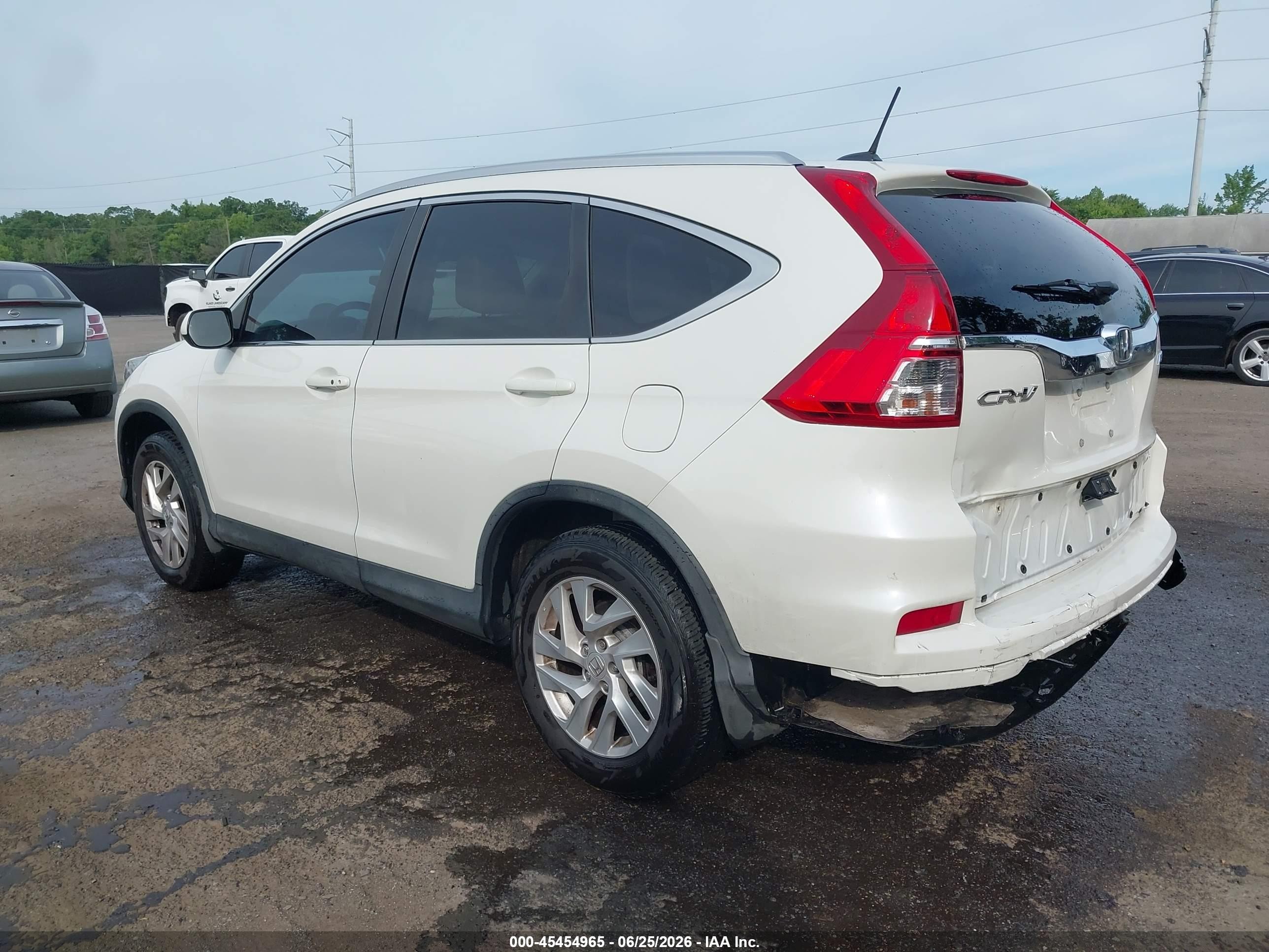 2015 Honda Cr-v Ex-l White vin: 5J6RM4H72FL035497