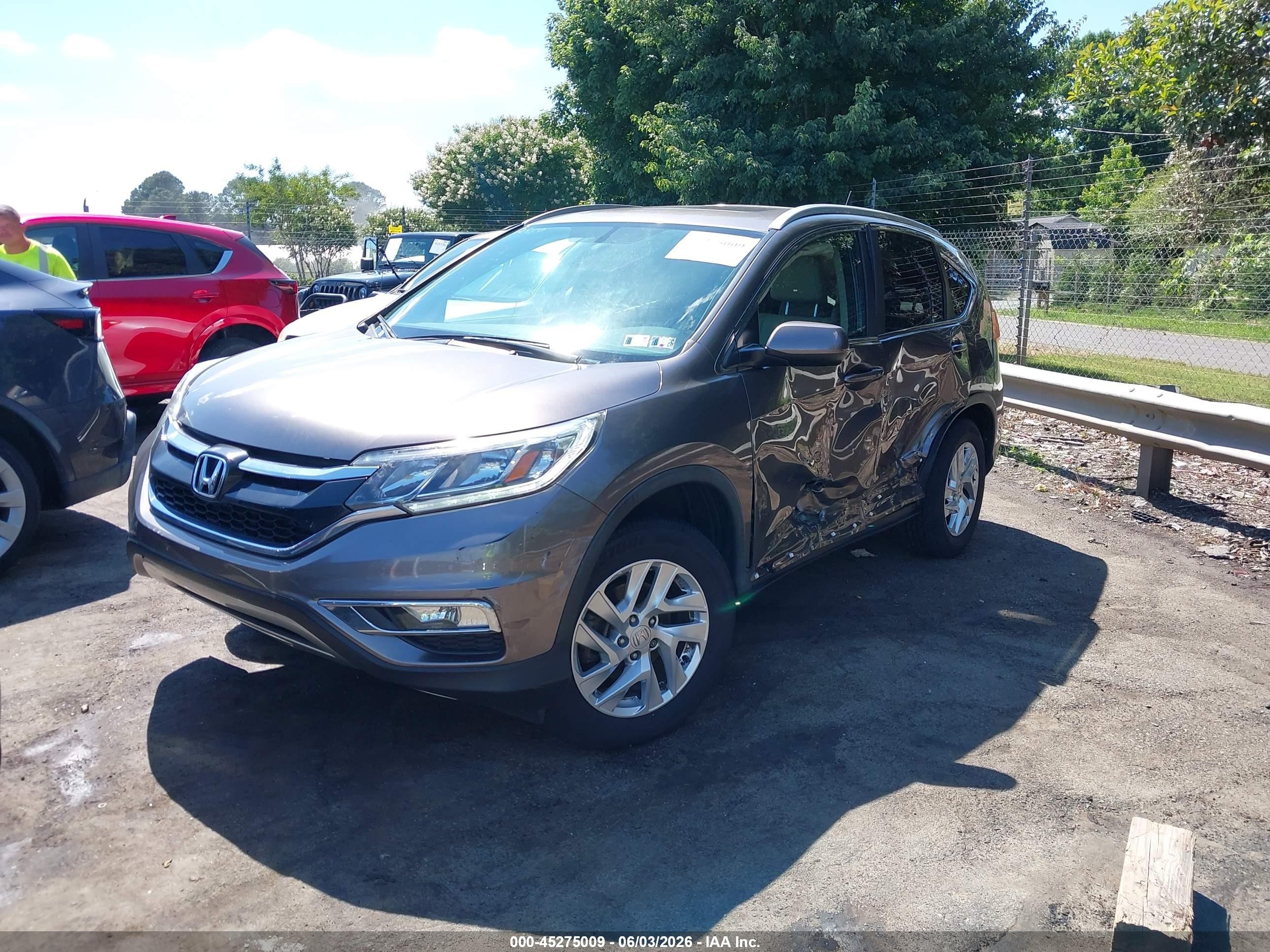 2015 Honda Cr-v Ex-l Brown vin: 5J6RM4H72FL045608