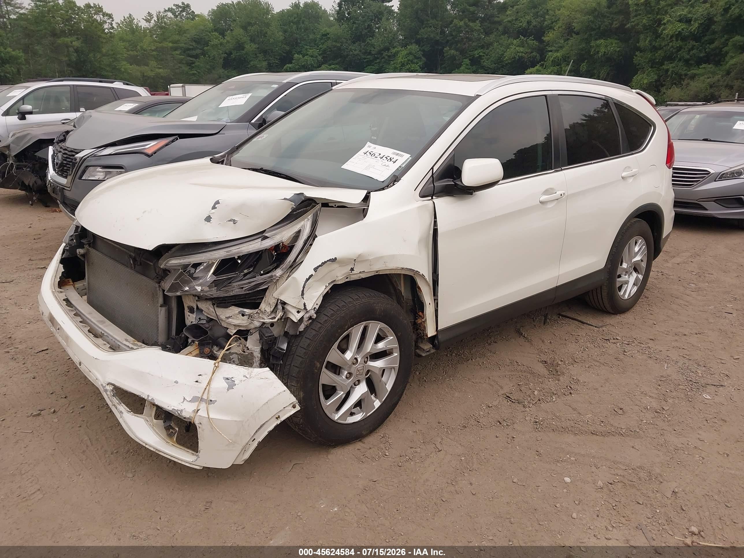 2015 Honda Cr-v Ex-l White vin: 5J6RM4H72FL130366