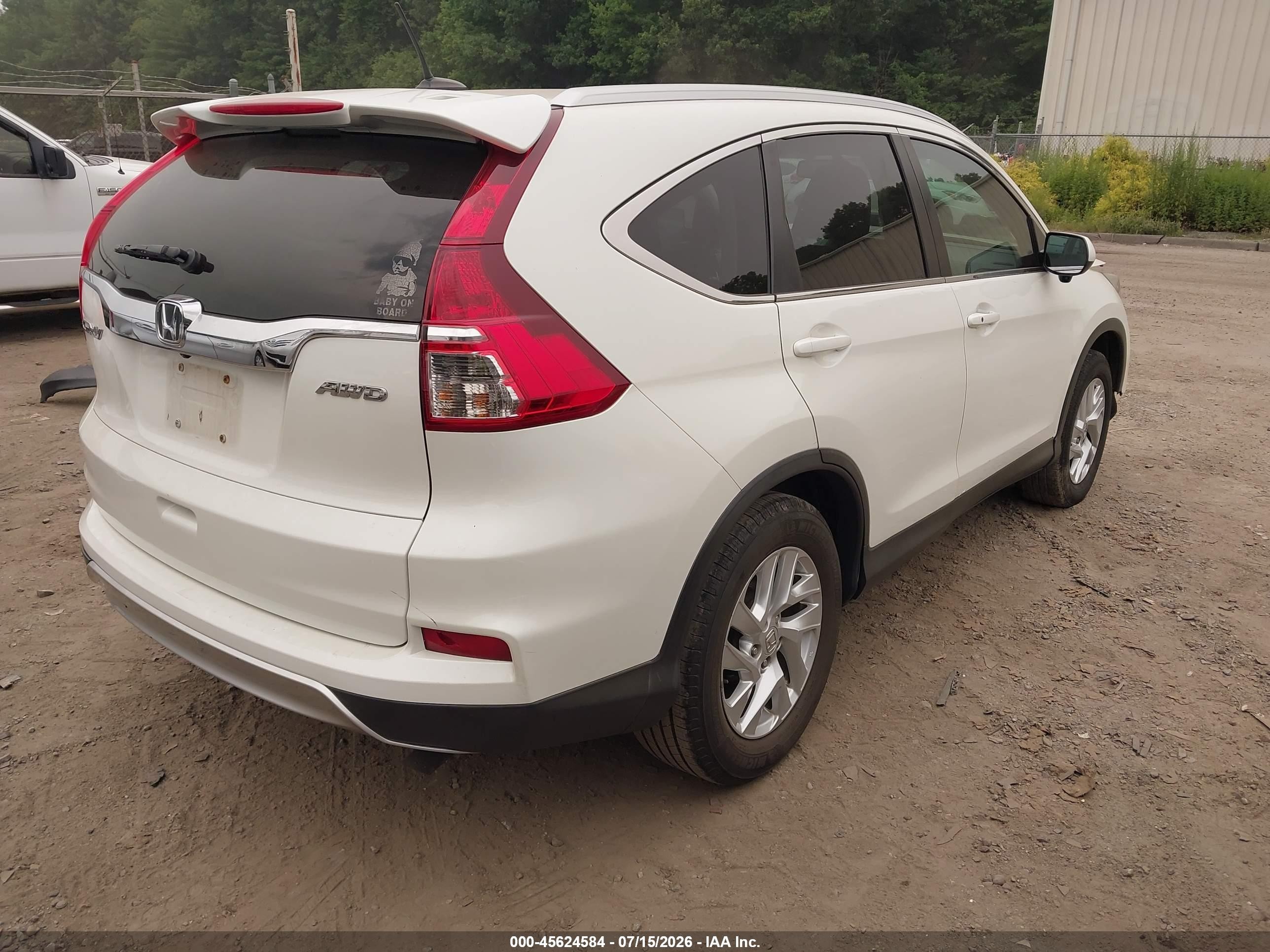 2015 Honda Cr-v Ex-l White vin: 5J6RM4H72FL130366