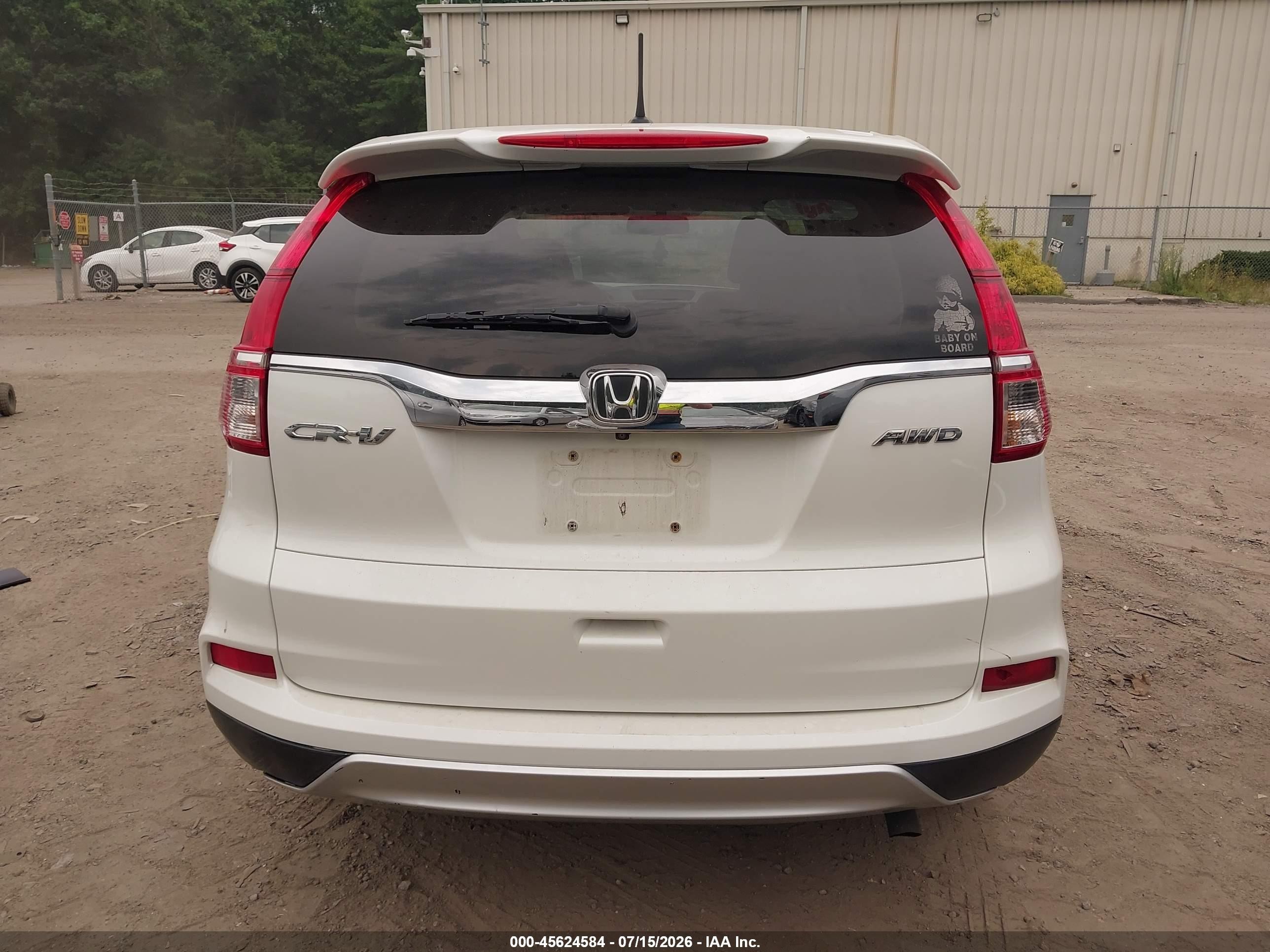 2015 Honda Cr-v Ex-l White vin: 5J6RM4H72FL130366