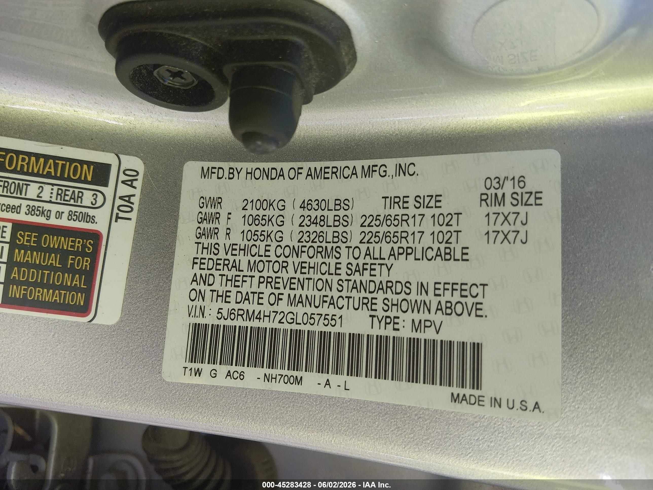 2016 Honda Cr-v Ex-l Серебряный vin: 5J6RM4H72GL057551