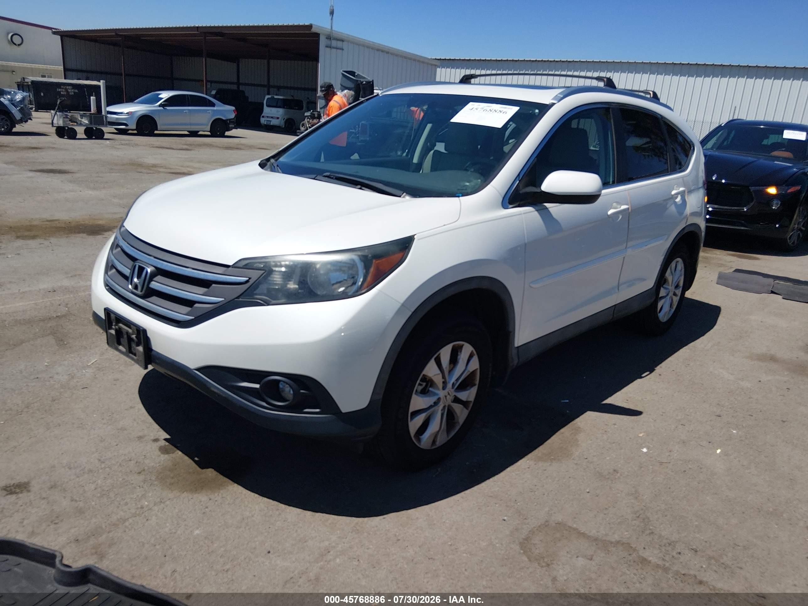 2012 Honda Cr-v Ex-l White vin: 5J6RM4H73CL070254