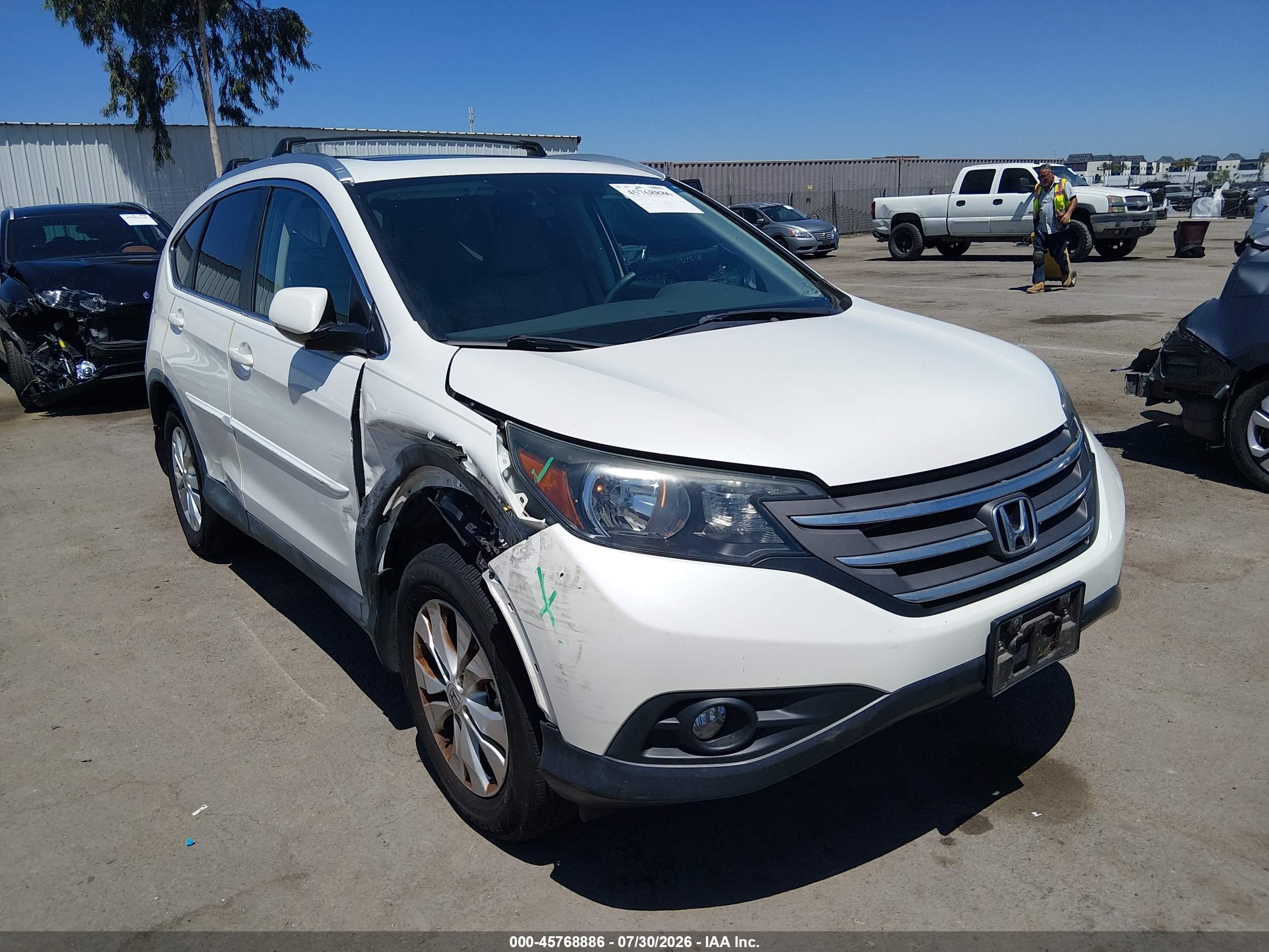 2012 Honda Cr-v Ex-l White vin: 5J6RM4H73CL070254