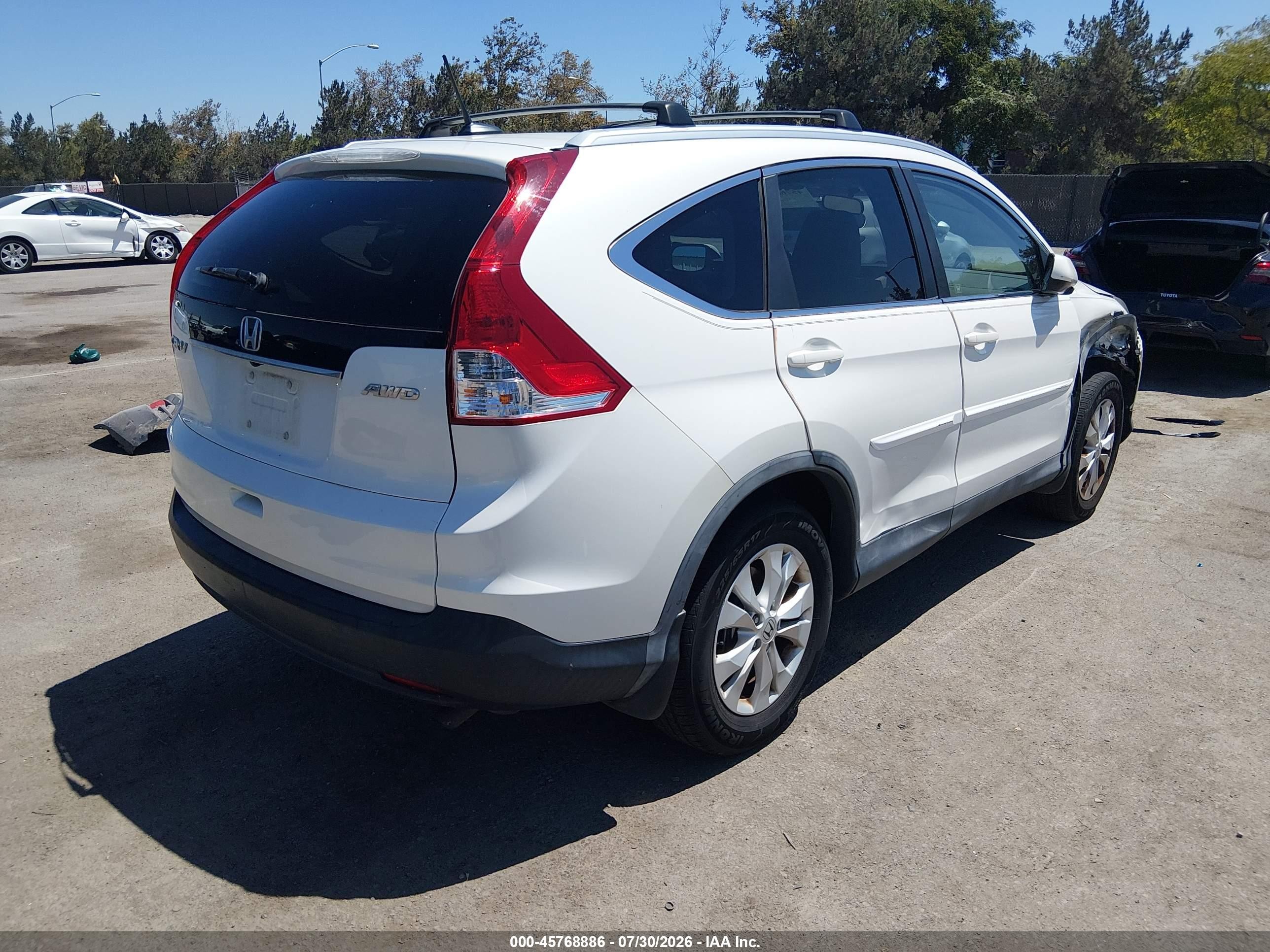 2012 Honda Cr-v Ex-l White vin: 5J6RM4H73CL070254