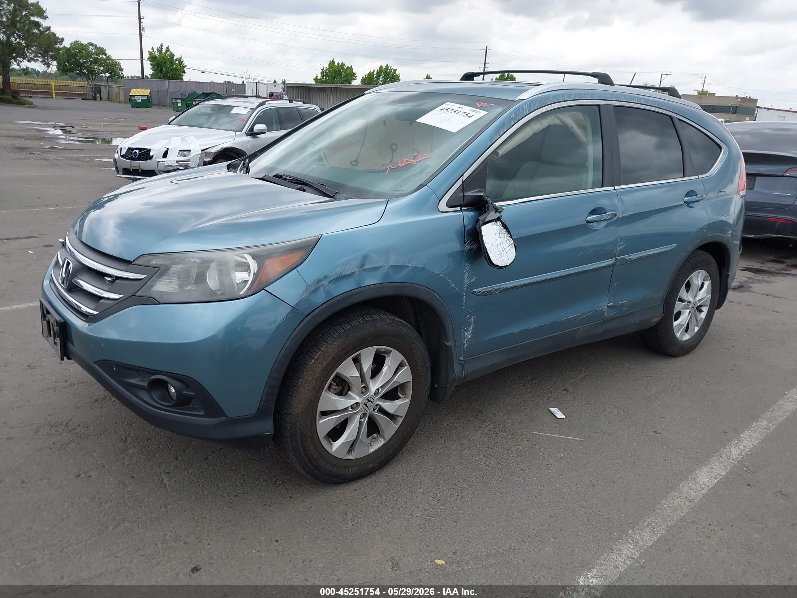 2013 Honda Cr-v Ex-l Blue vin: 5J6RM4H73DL011853