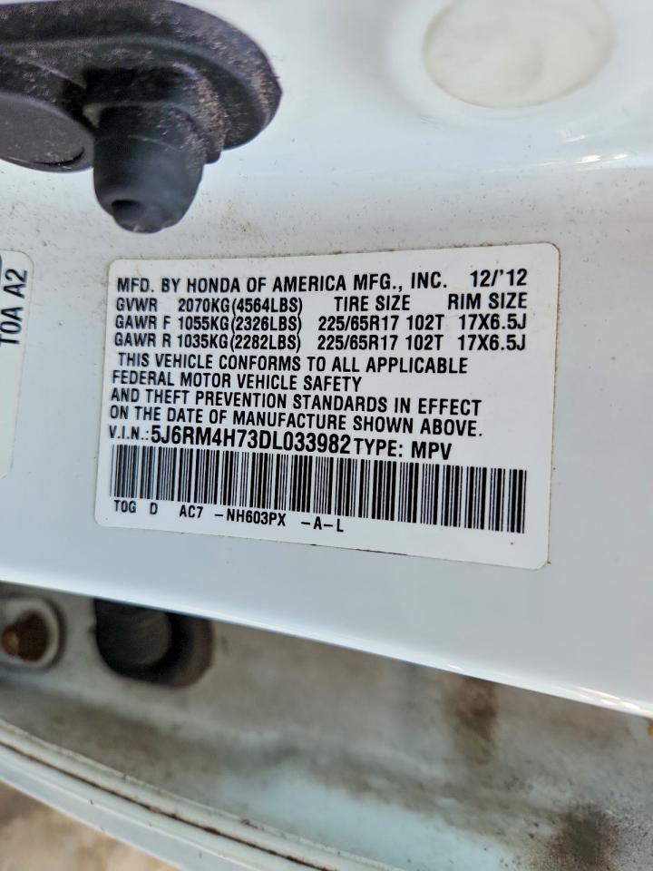 2013 Honda Cr-v Exl Белый vin: 5J6RM4H73DL033982