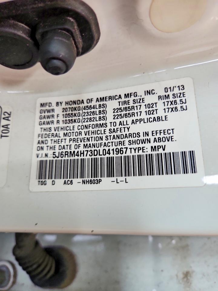 2013 Honda Cr-v Exl White vin: 5J6RM4H73DL041967