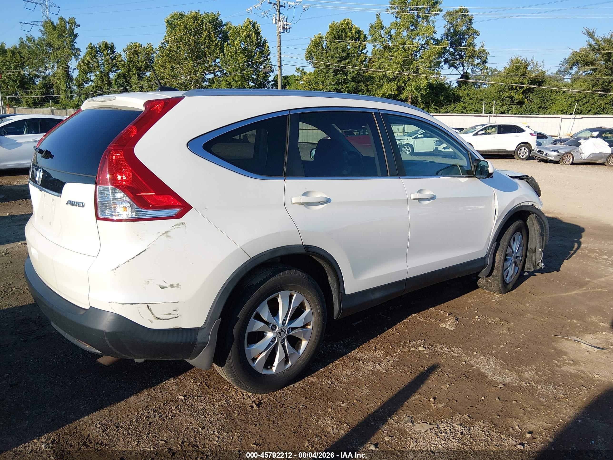 2014 Honda Cr-v Ex-l White vin: 5J6RM4H73EL018335