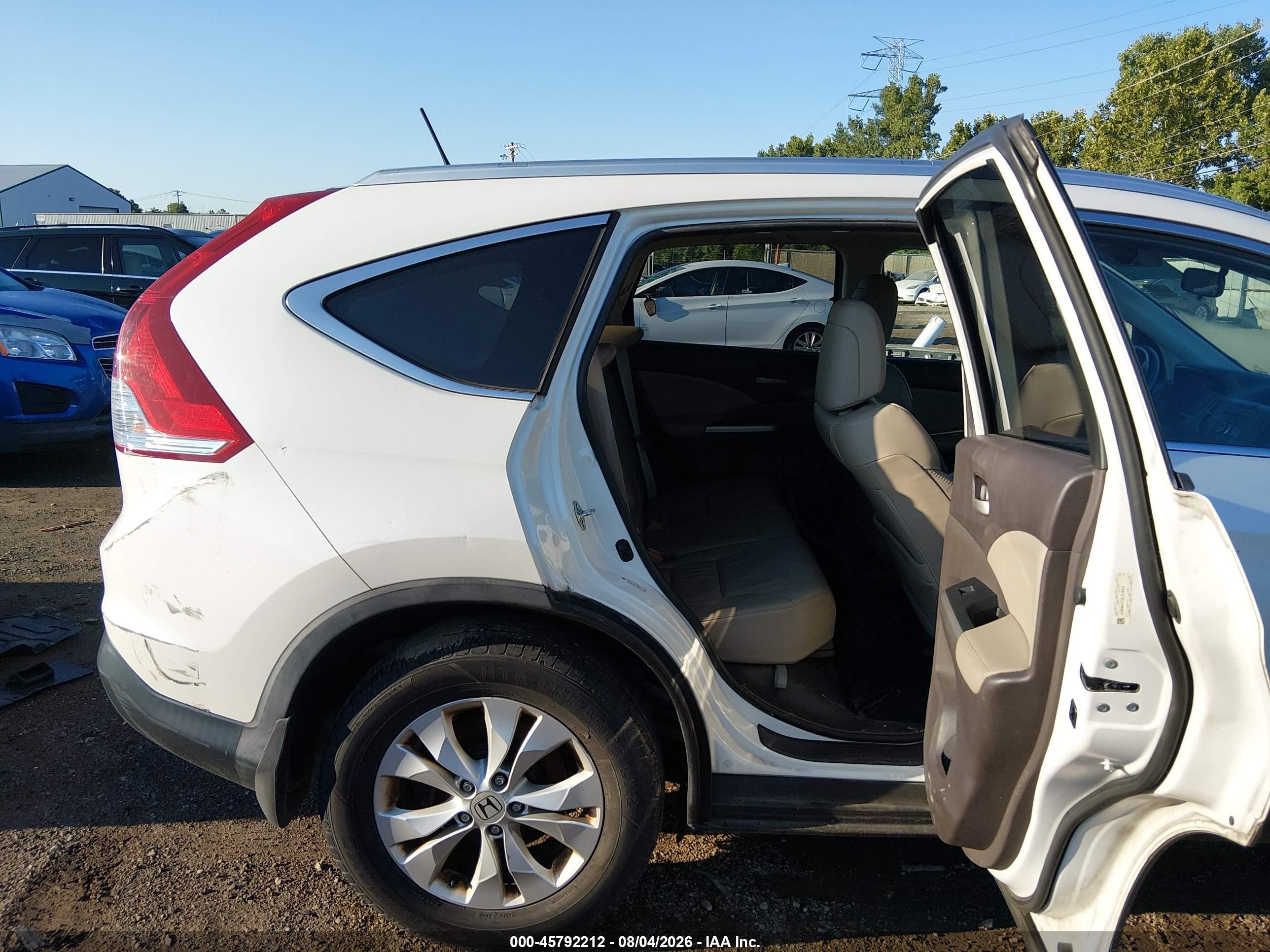 2014 Honda Cr-v Ex-l White vin: 5J6RM4H73EL018335