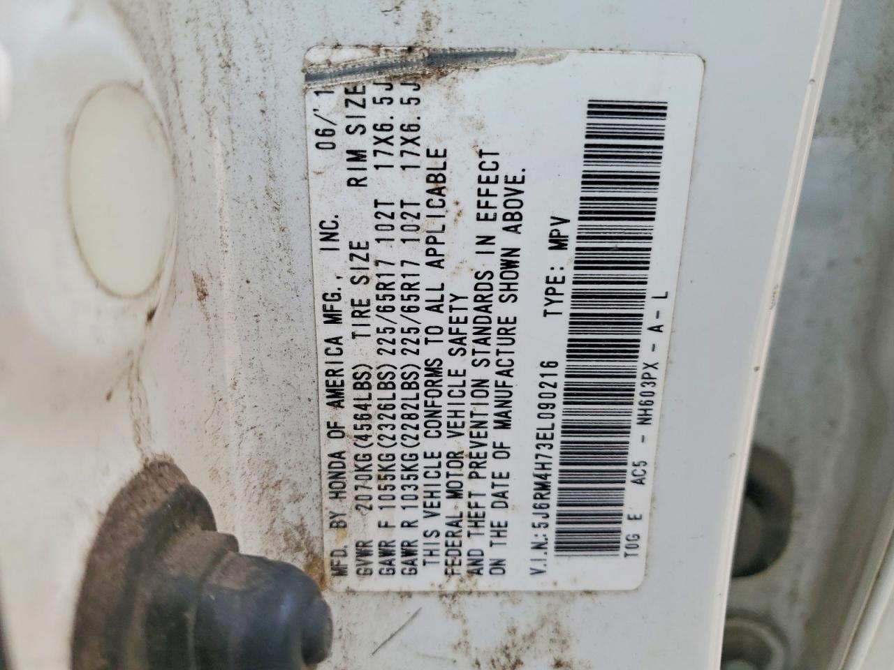 2014 Honda Cr-v Exl White vin: 5J6RM4H73EL090216