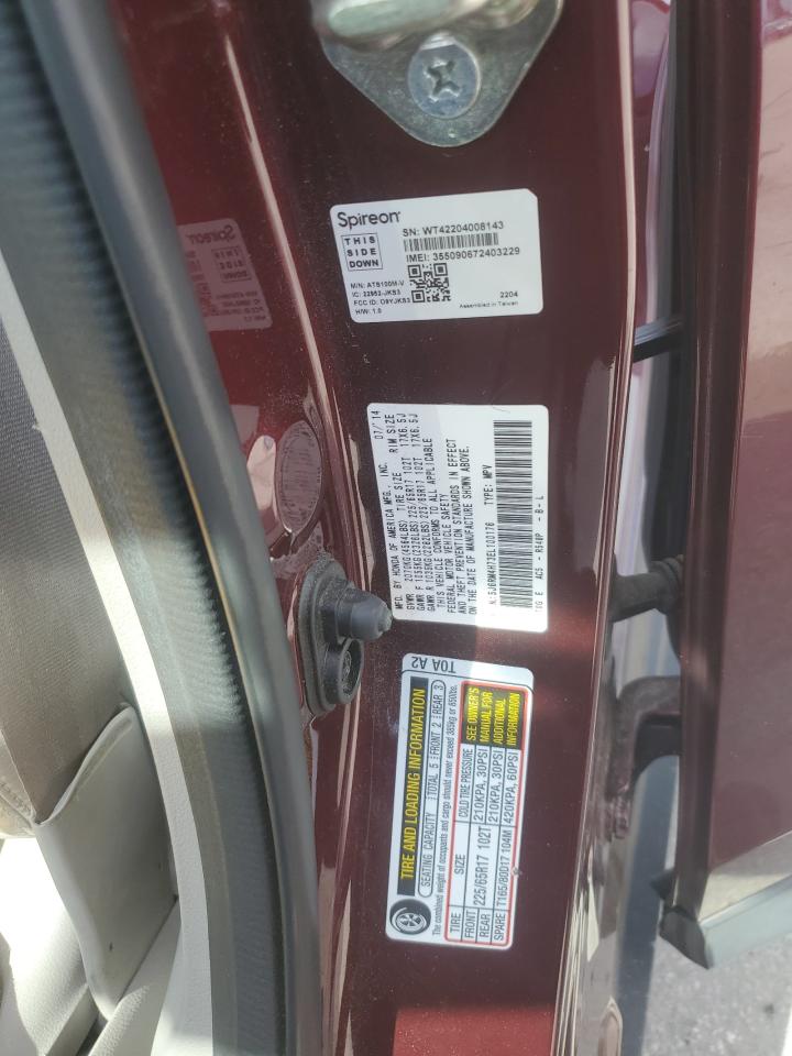 2014 Honda Cr-v Exl Burgundy vin: 5J6RM4H73EL100176
