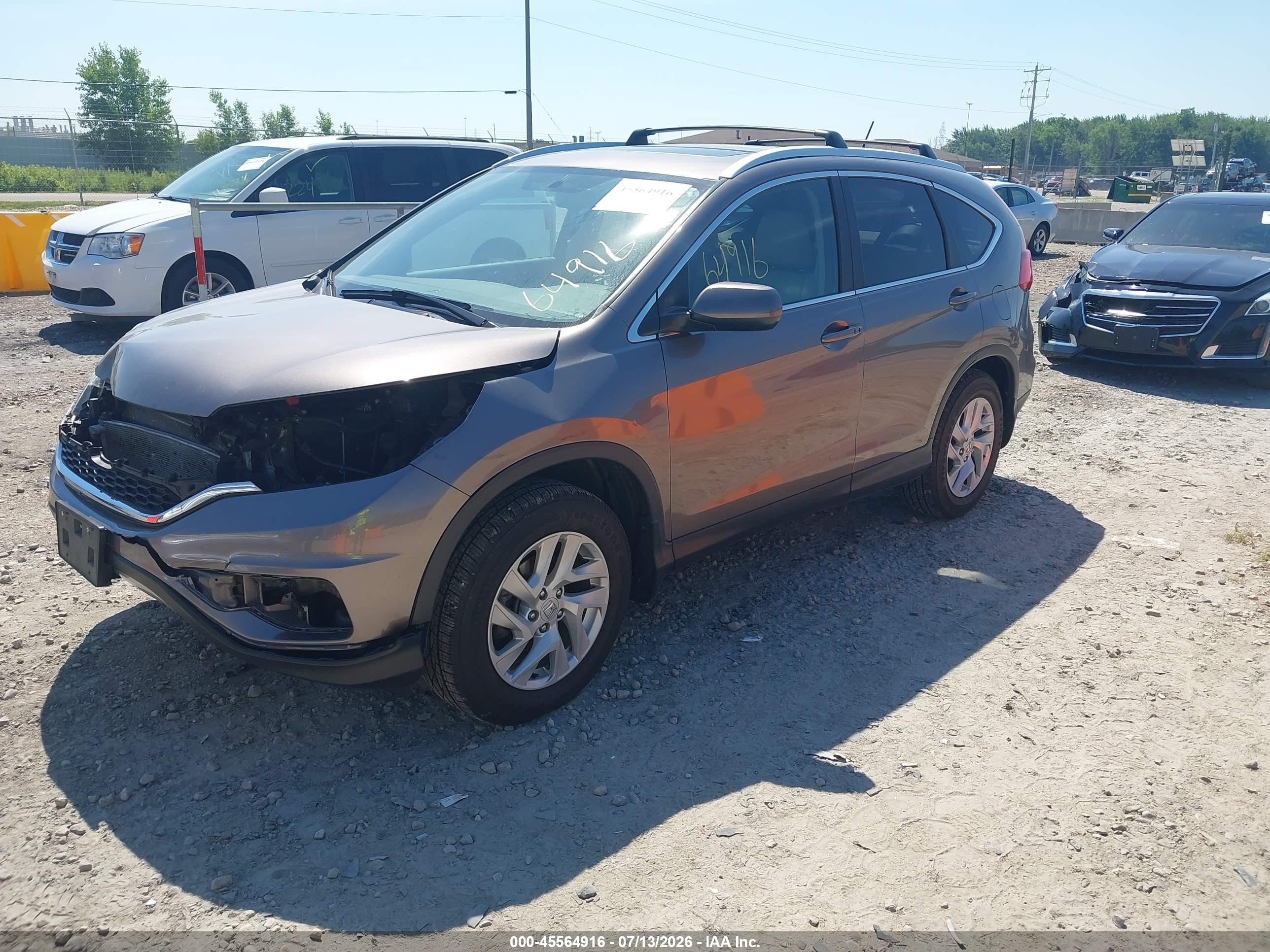 2015 Honda Cr-v Ex-l Gray vin: 5J6RM4H73FL037372