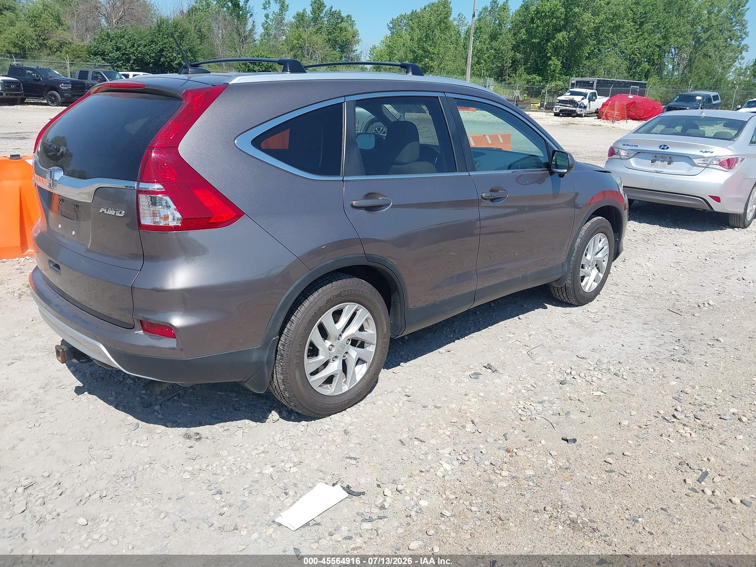 2015 Honda Cr-v Ex-l Gray vin: 5J6RM4H73FL037372
