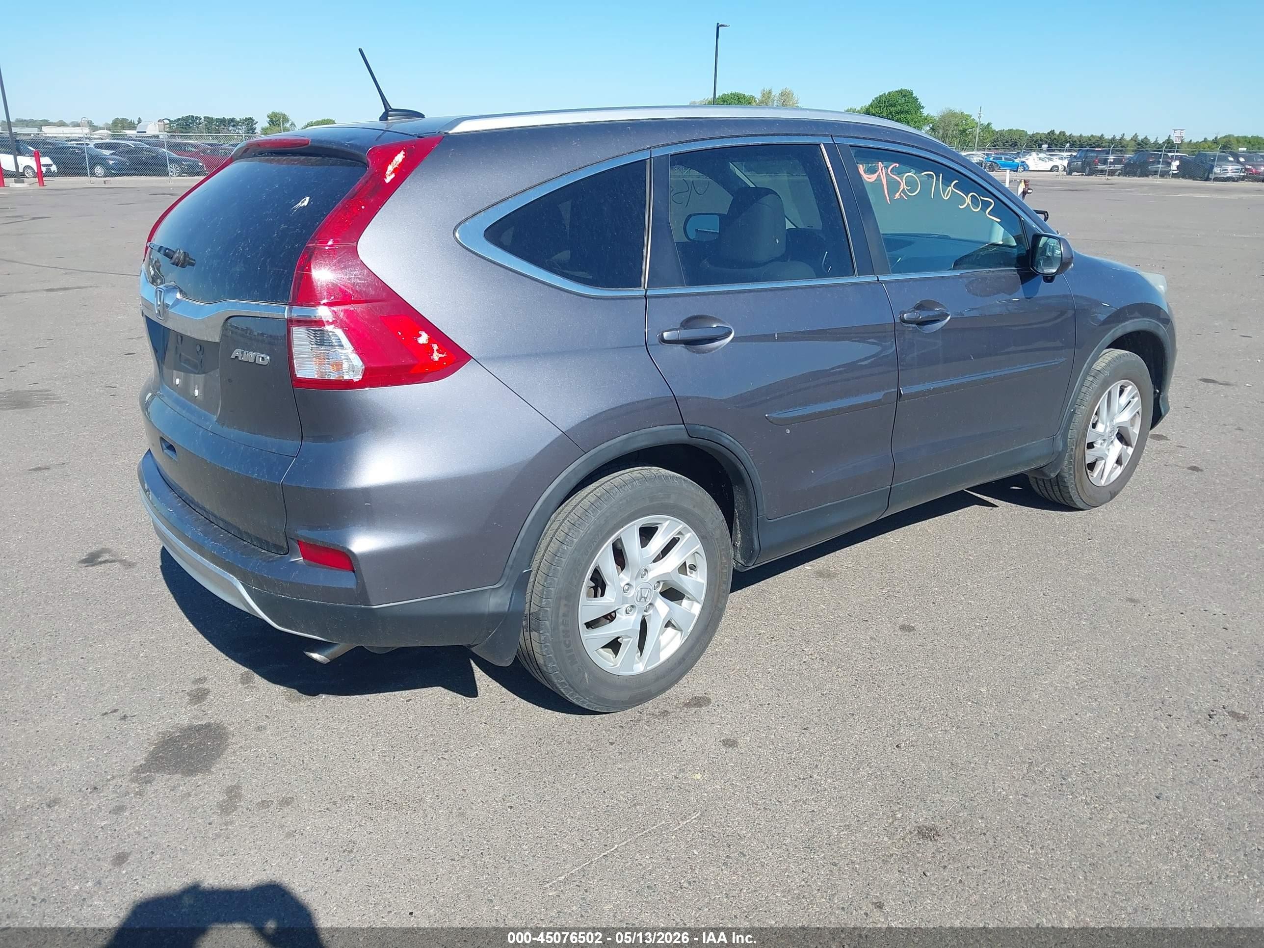 2015 Honda Cr-v Ex-l Gray vin: 5J6RM4H73FL047786