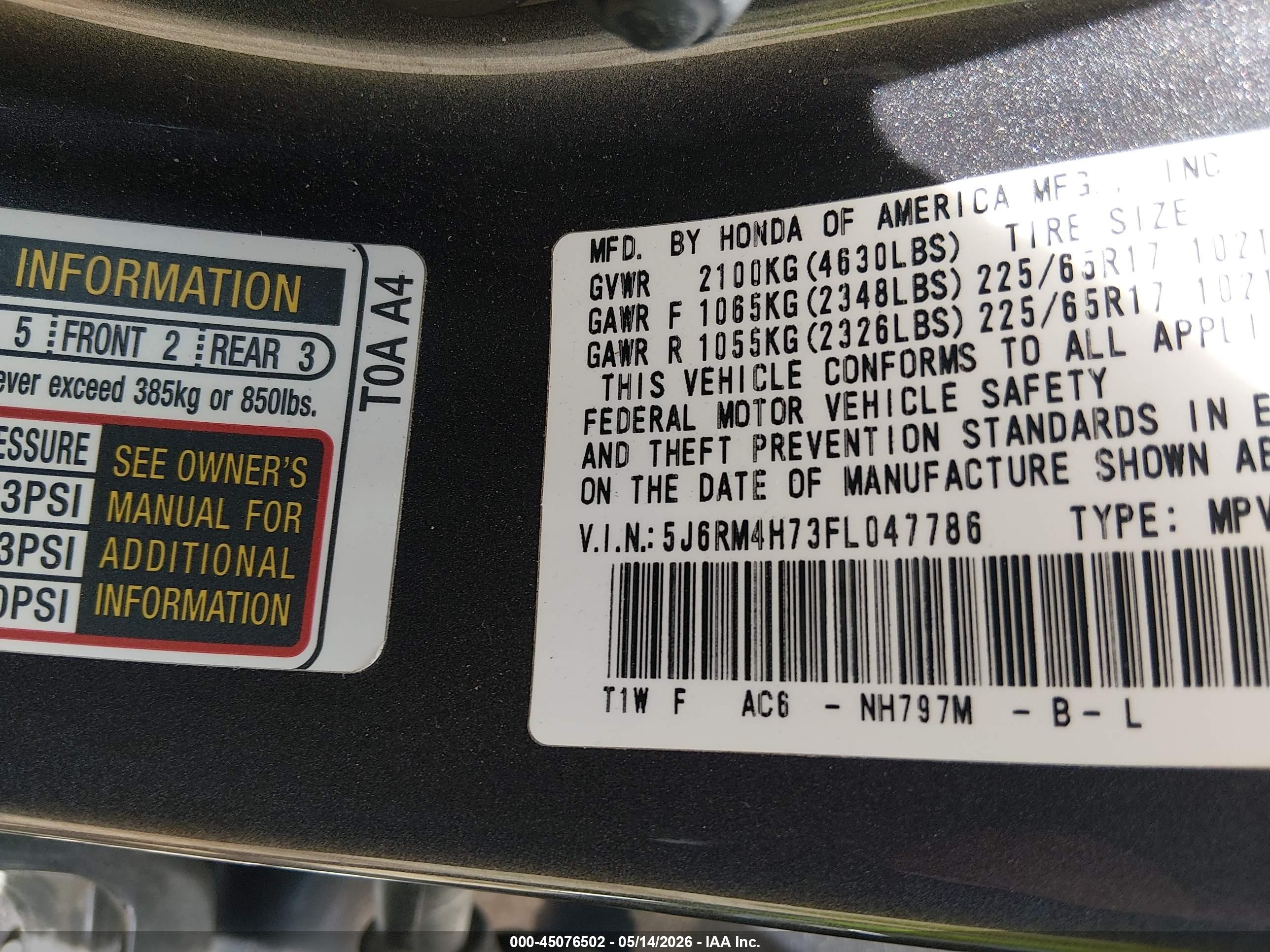 2015 Honda Cr-v Ex-l Gray vin: 5J6RM4H73FL047786