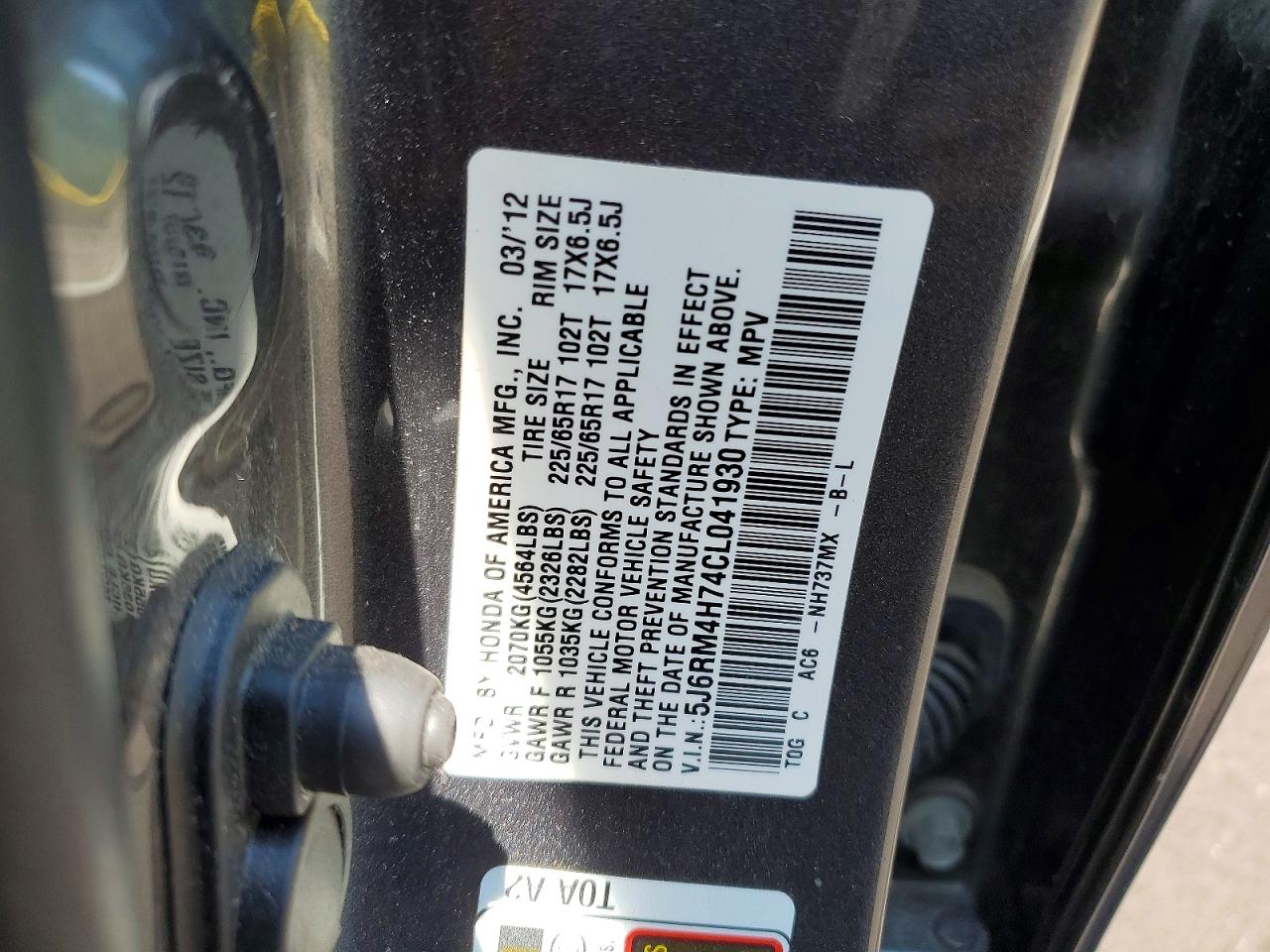 2012 Honda Cr-v Exl Silver vin: 5J6RM4H74CL041930