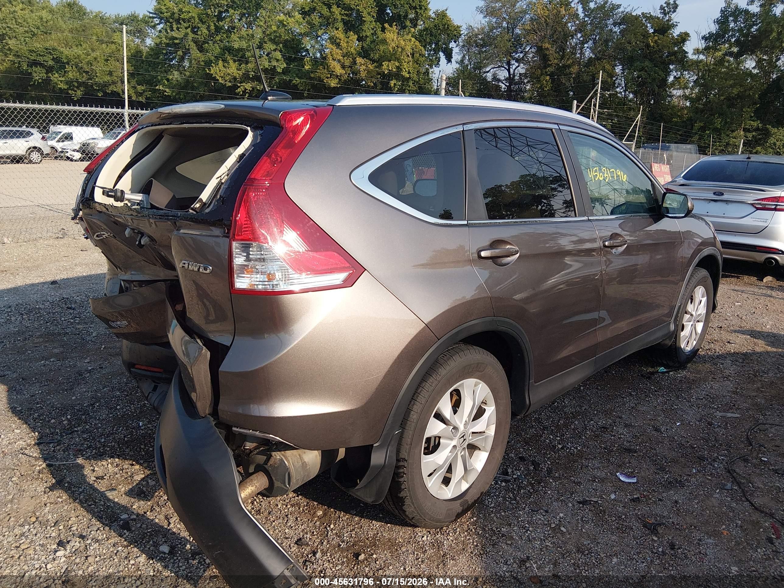 2012 Honda Cr-v Ex-l Brown vin: 5J6RM4H74CL058114