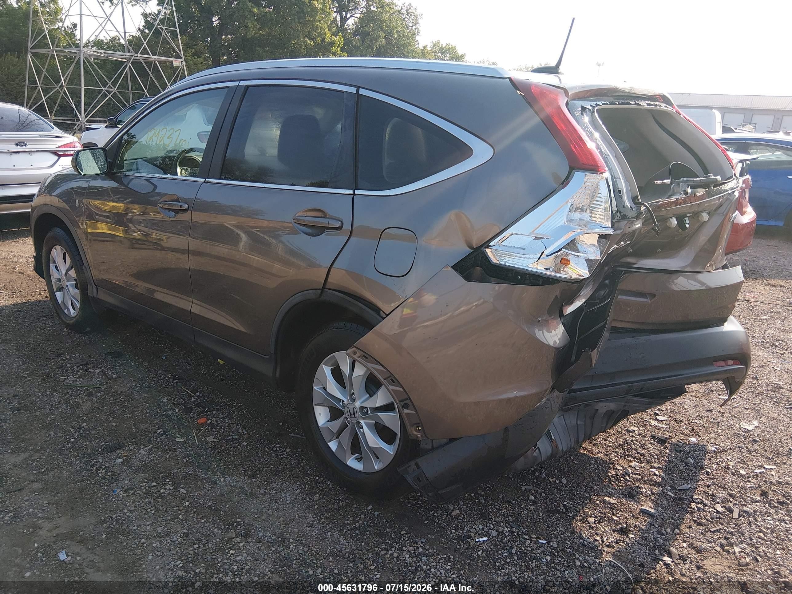 2012 Honda Cr-v Ex-l Brown vin: 5J6RM4H74CL058114