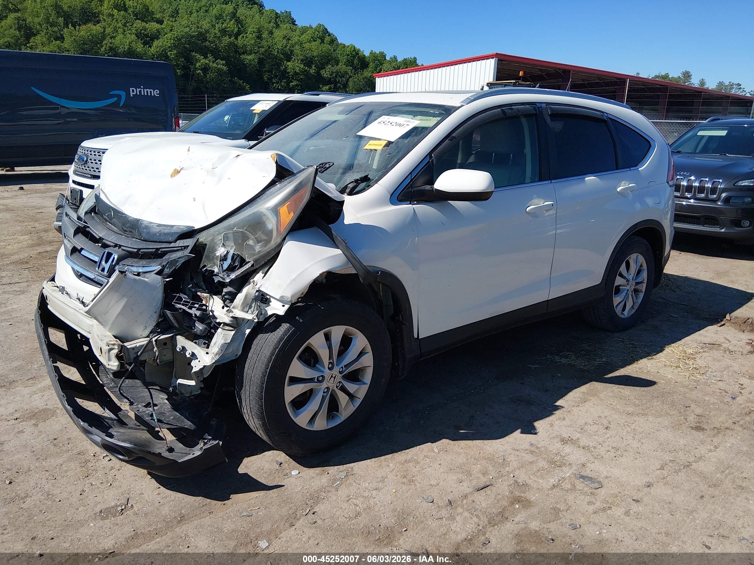 2013 Honda Cr-v Ex-l White vin: 5J6RM4H74DL017001