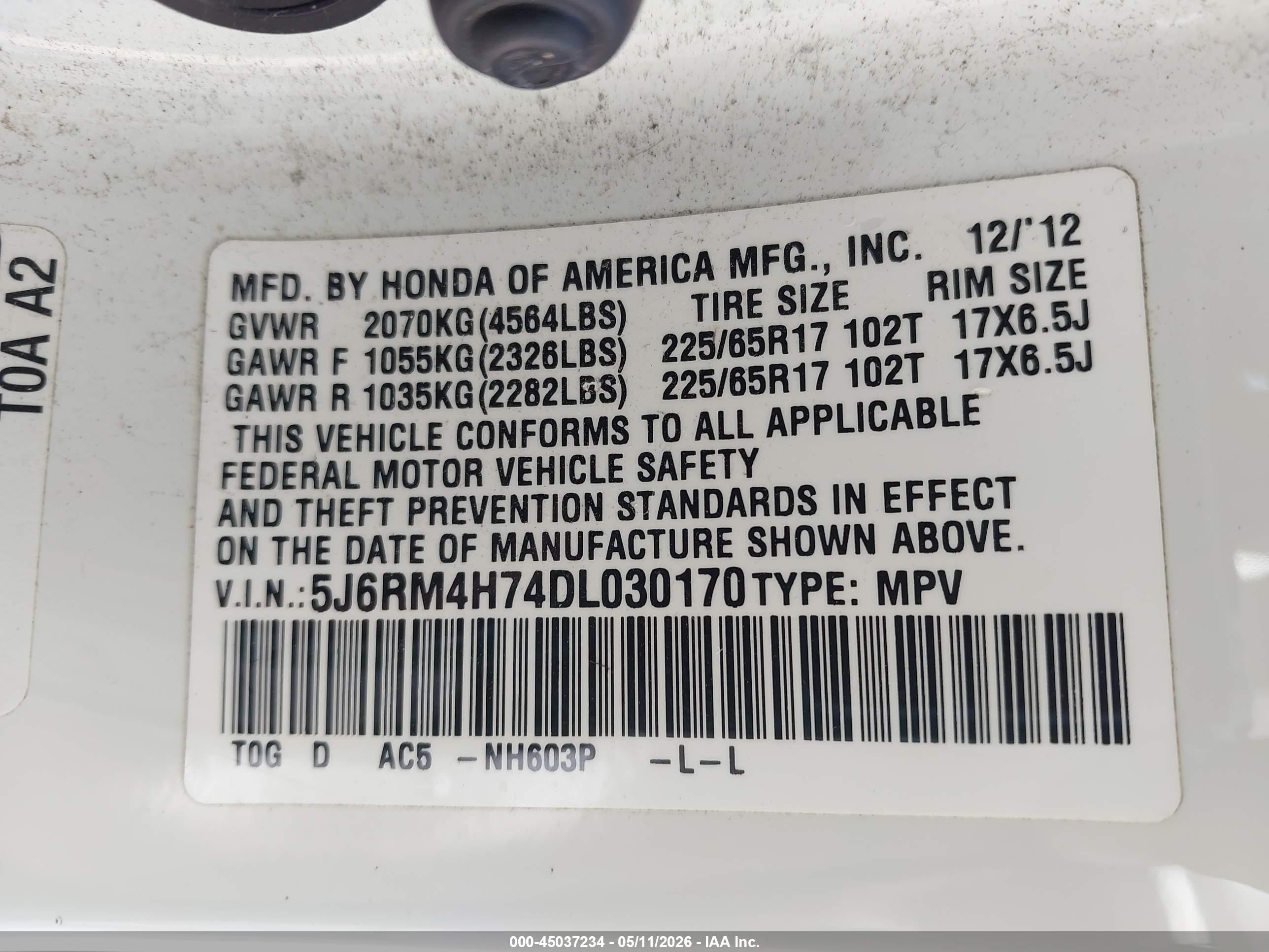 2013 Honda Cr-v Ex-l Белый vin: 5J6RM4H74DL030170