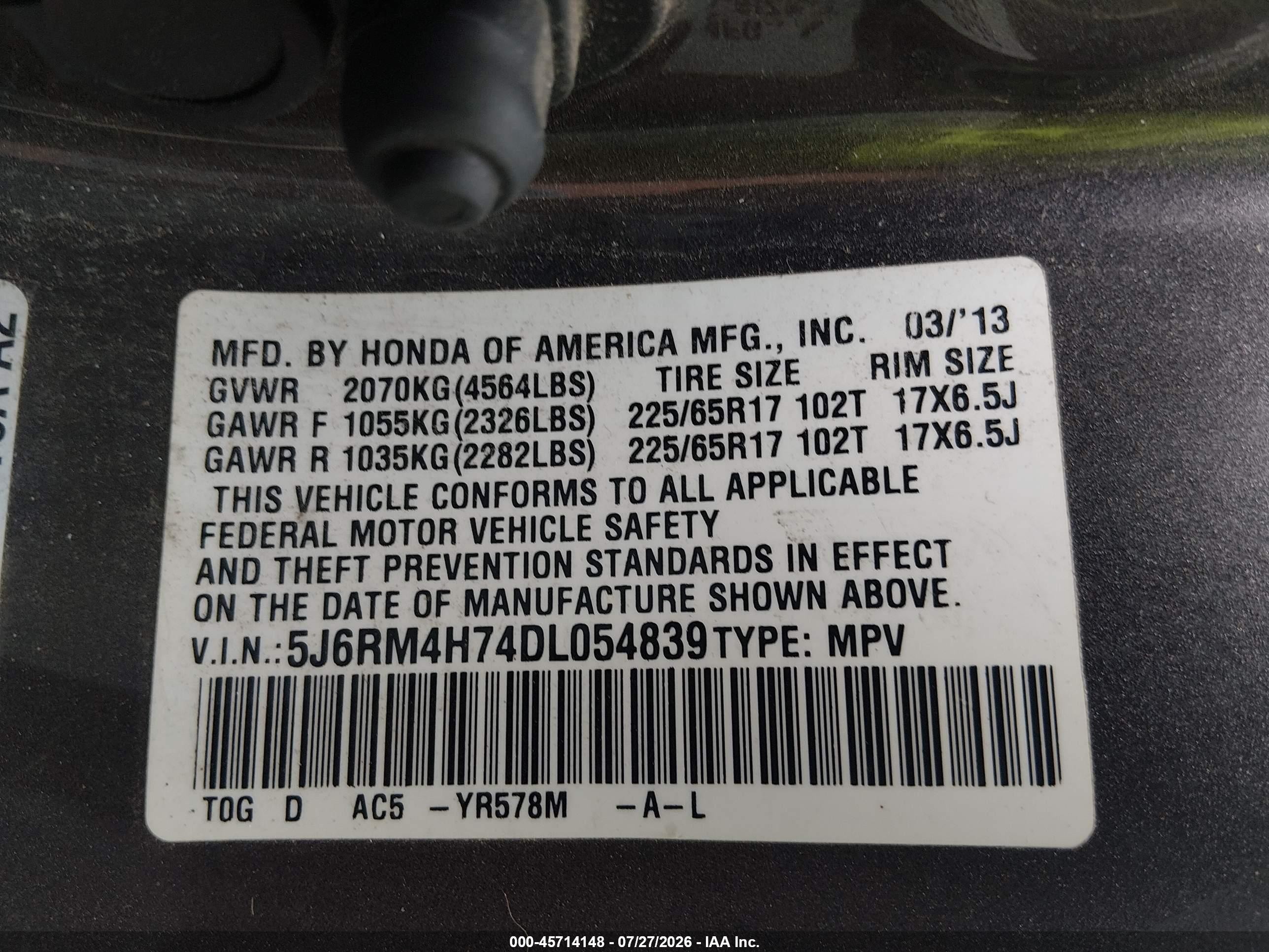 2013 Honda Cr-v Ex-l Brown vin: 5J6RM4H74DL054839