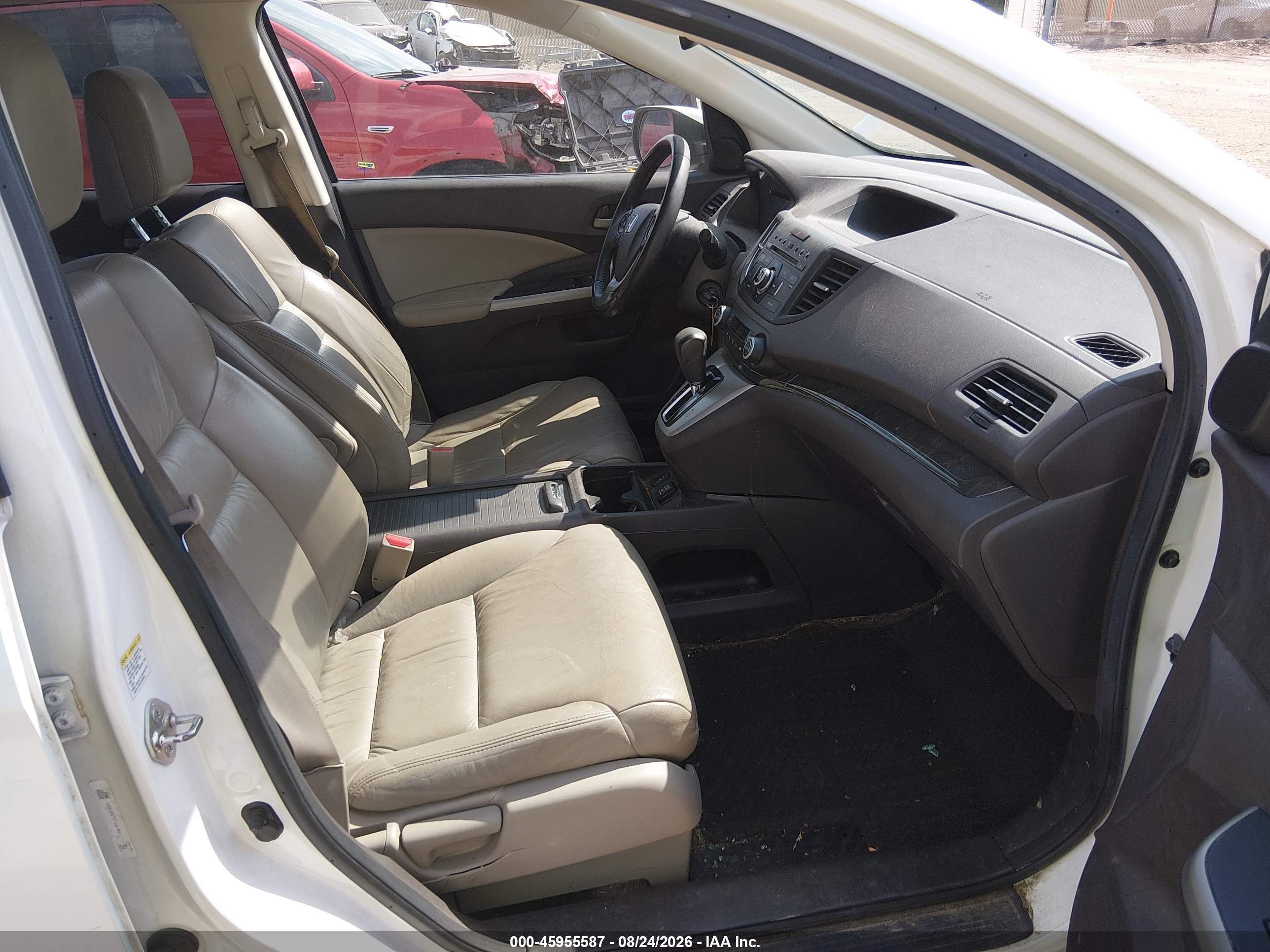 2013 Honda Cr-v Ex-l White vin: 5J6RM4H74DL087906
