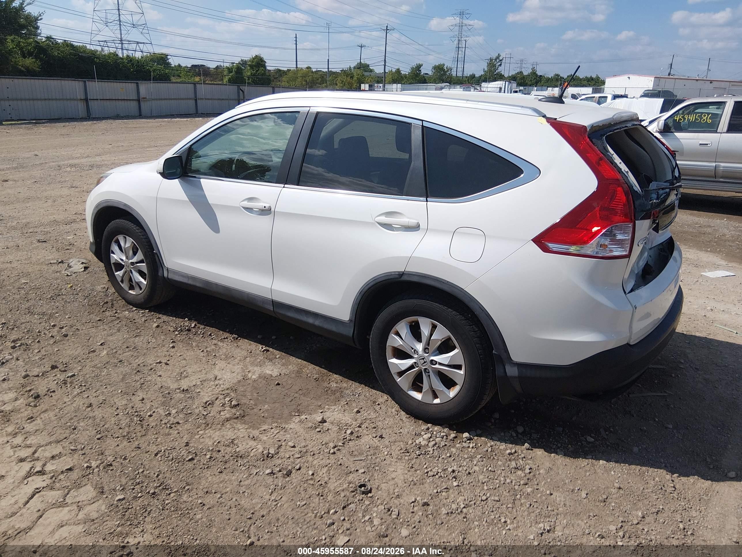 2013 Honda Cr-v Ex-l White vin: 5J6RM4H74DL087906