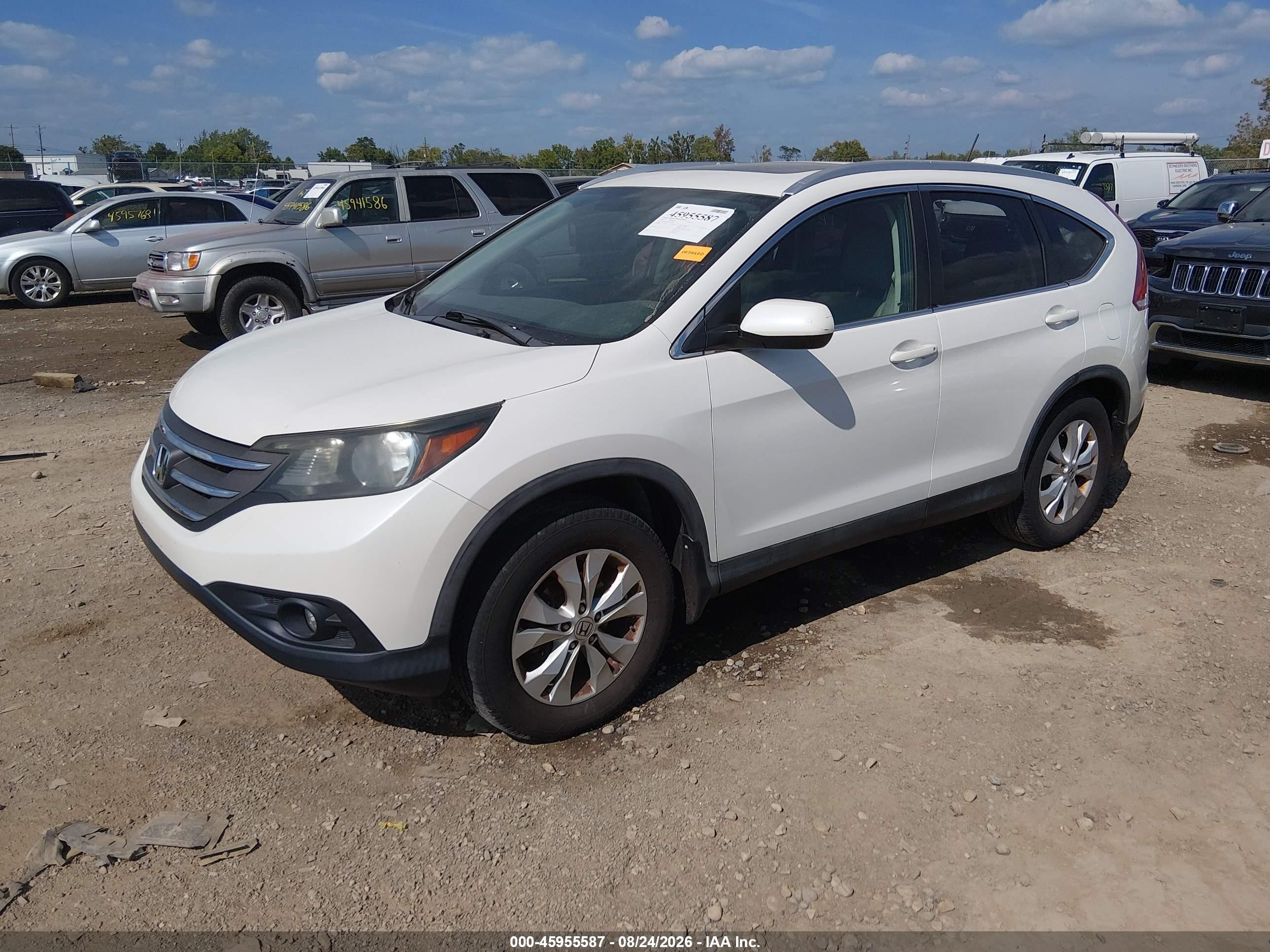 2013 Honda Cr-v Ex-l White vin: 5J6RM4H74DL087906