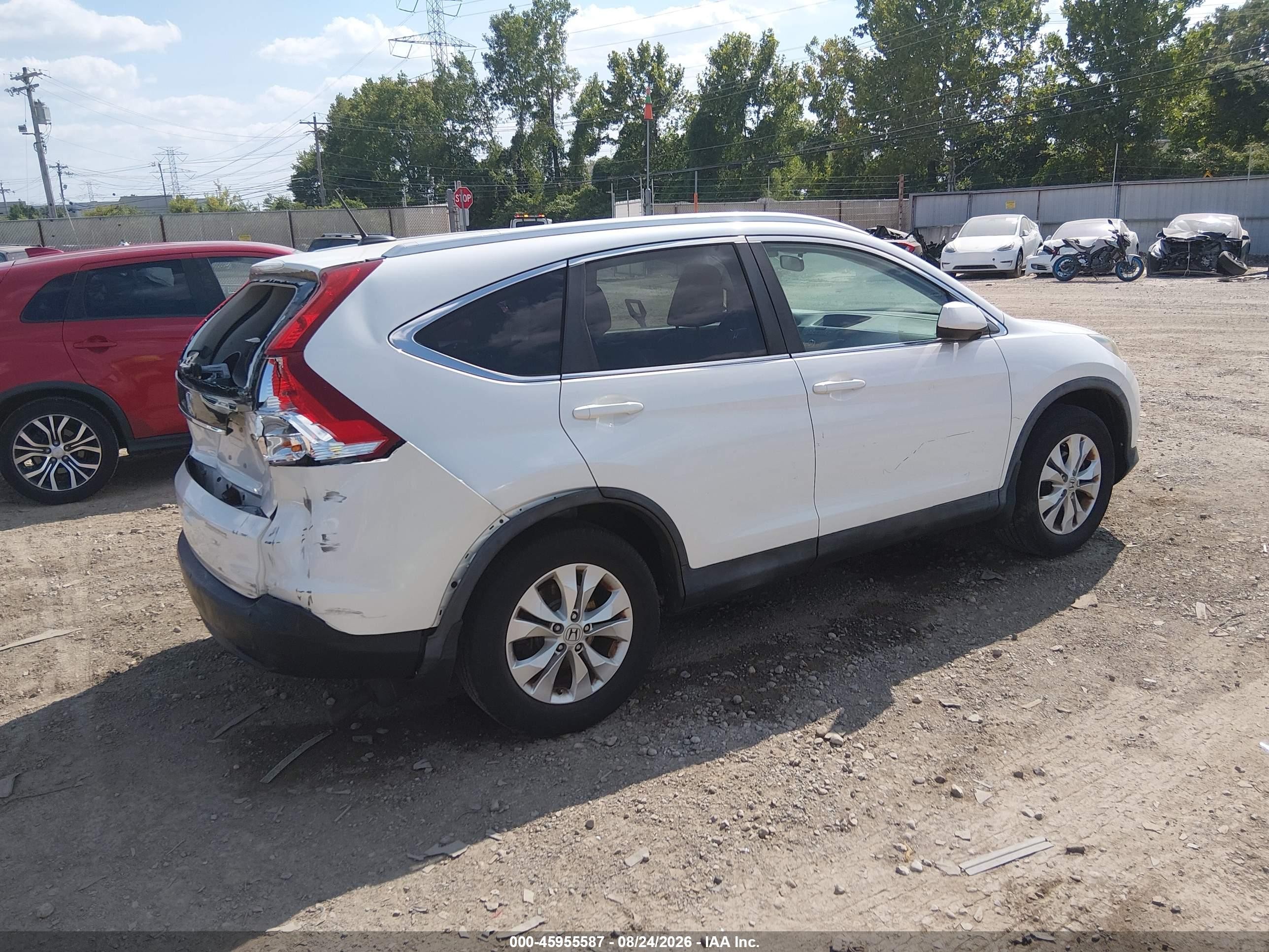 2013 Honda Cr-v Ex-l White vin: 5J6RM4H74DL087906
