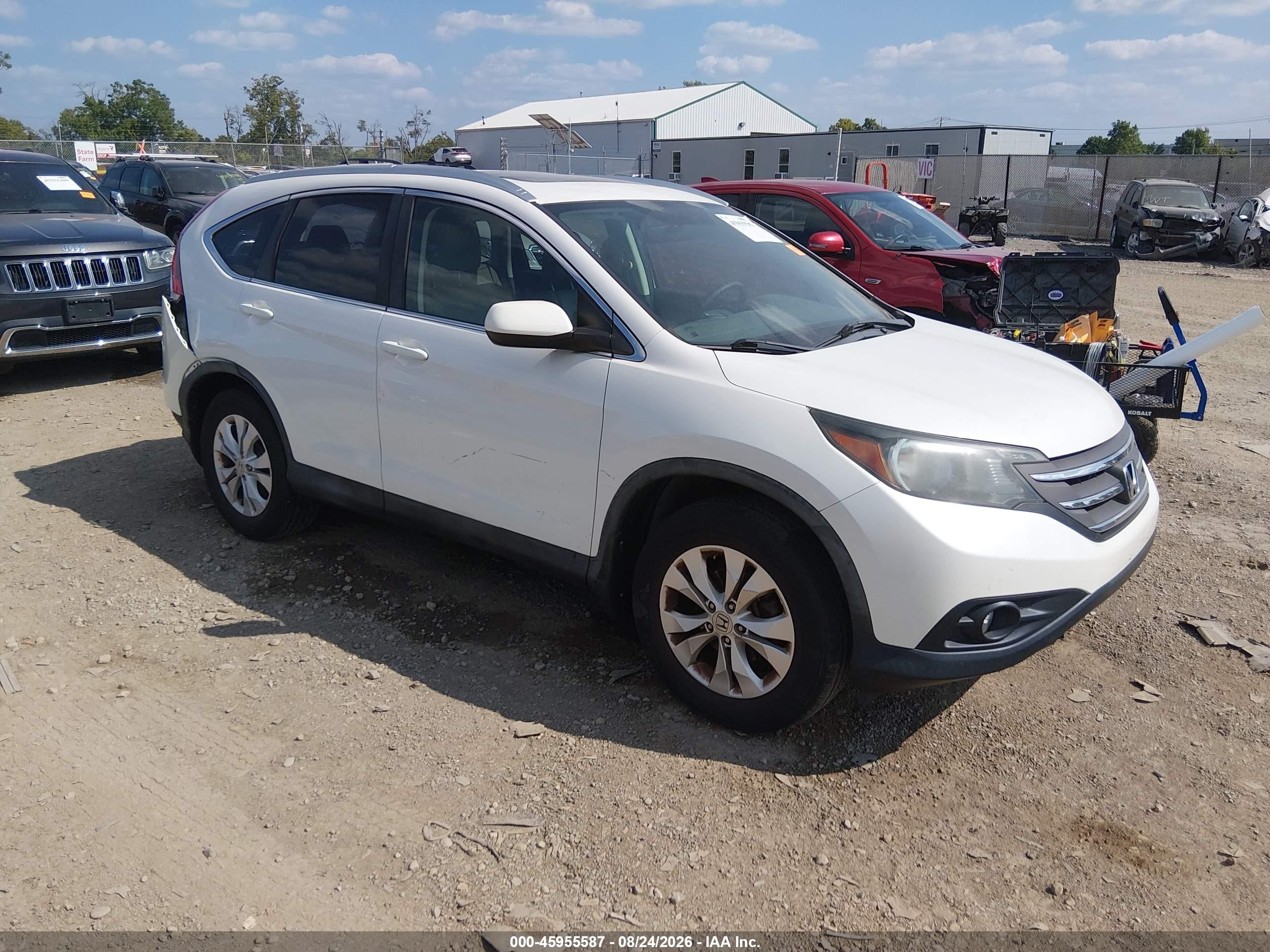 2013 Honda Cr-v Ex-l White vin: 5J6RM4H74DL087906