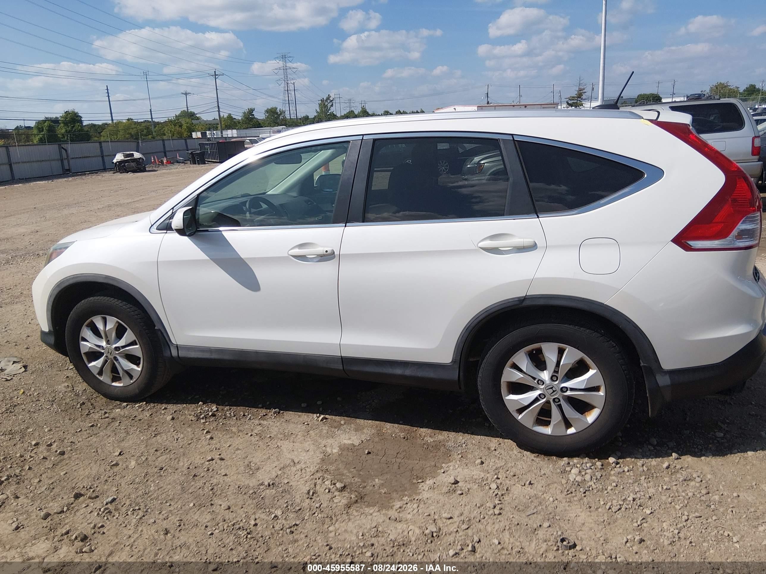 2013 Honda Cr-v Ex-l White vin: 5J6RM4H74DL087906