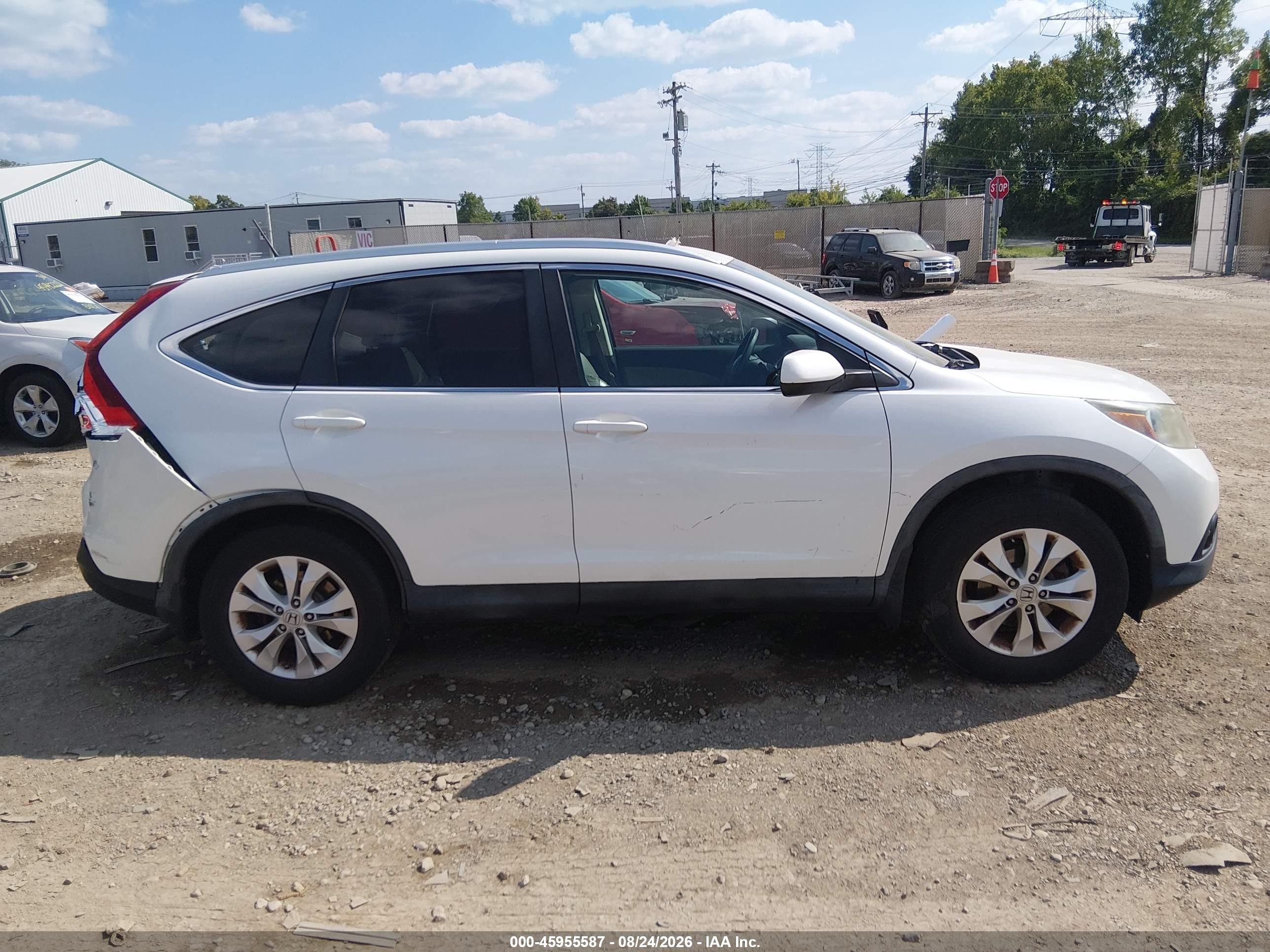 2013 Honda Cr-v Ex-l White vin: 5J6RM4H74DL087906