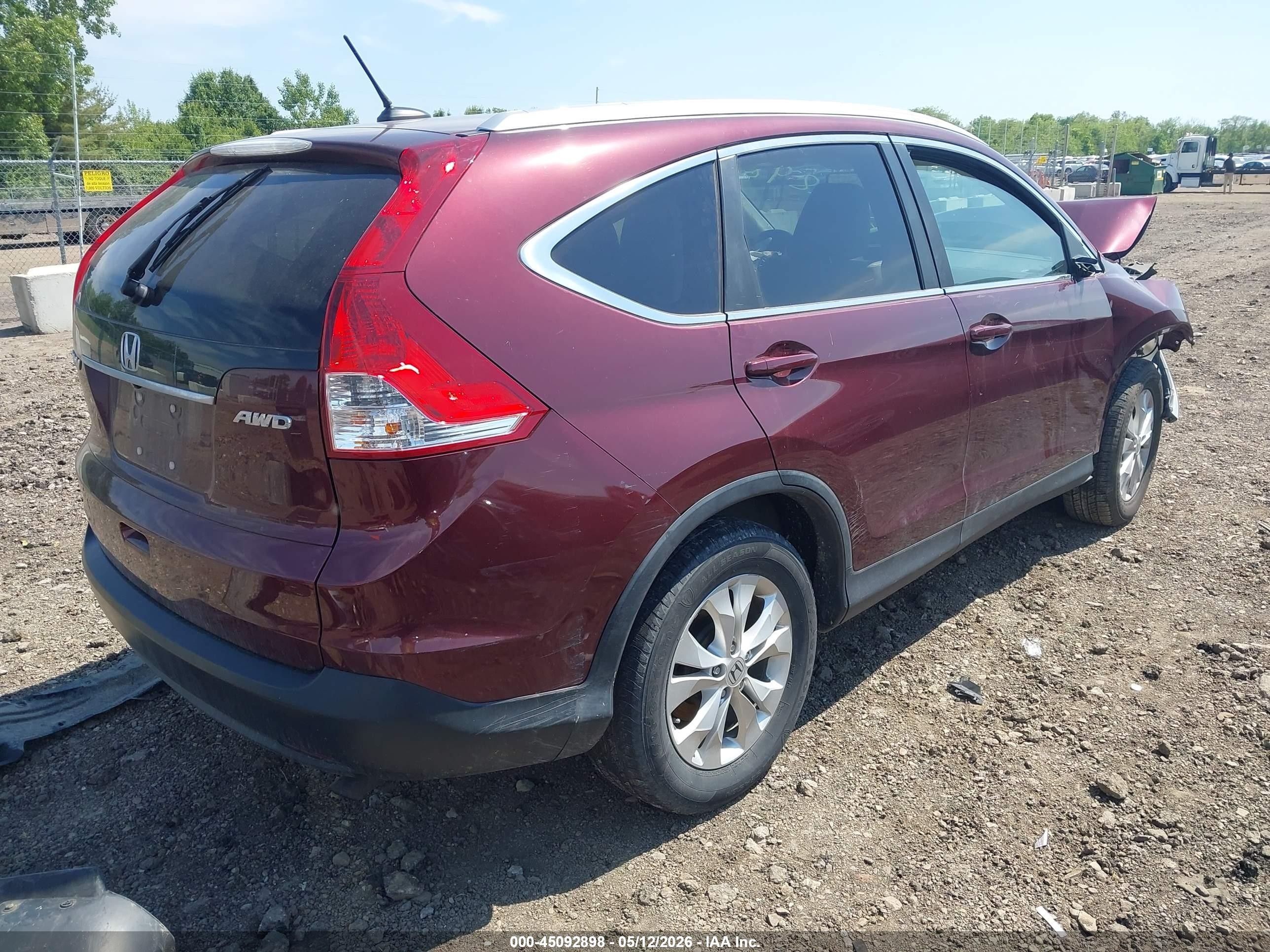 2014 Honda Cr-v Ex-l Burgundy vin: 5J6RM4H74EL009658