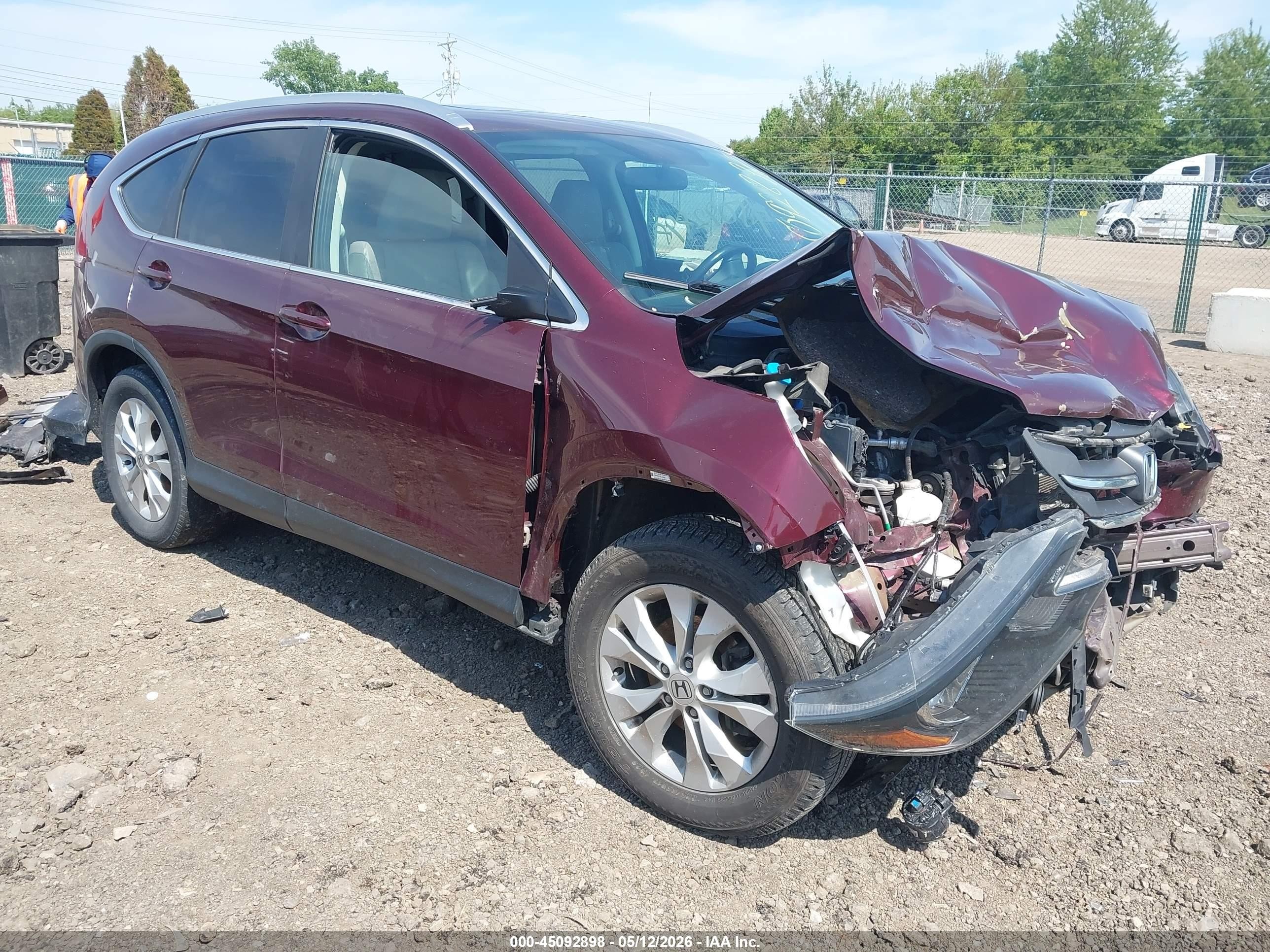 2014 Honda Cr-v Ex-l Burgundy vin: 5J6RM4H74EL009658