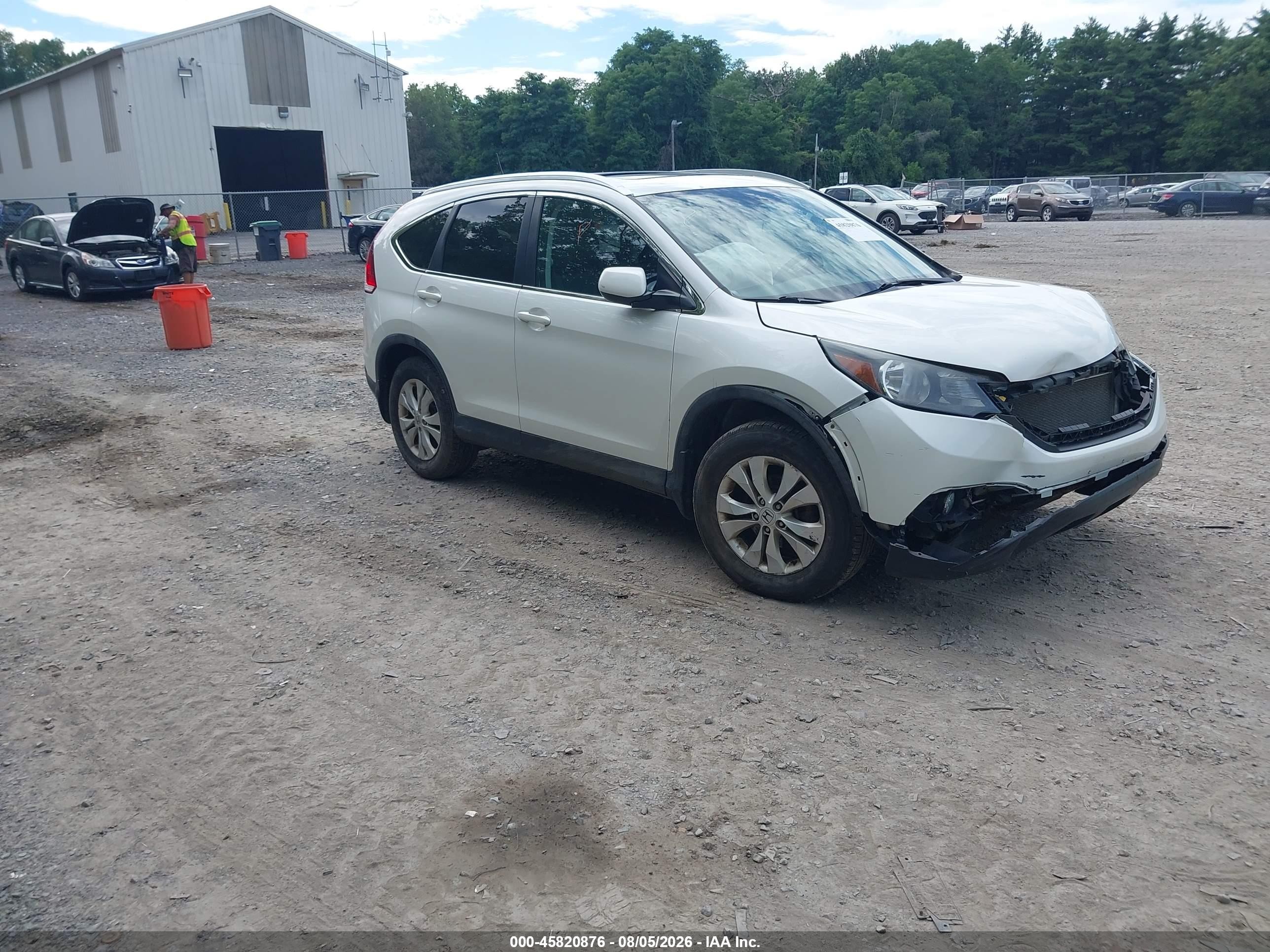 2014 Honda Cr-v Ex-l White vin: 5J6RM4H74EL015654