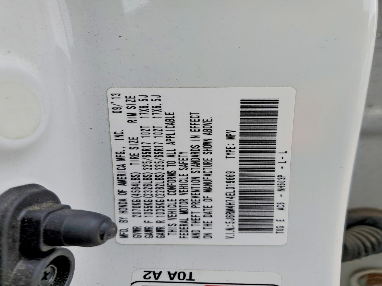 2014 Honda Cr-v Exl Белый vin: 5J6RM4H74EL019669