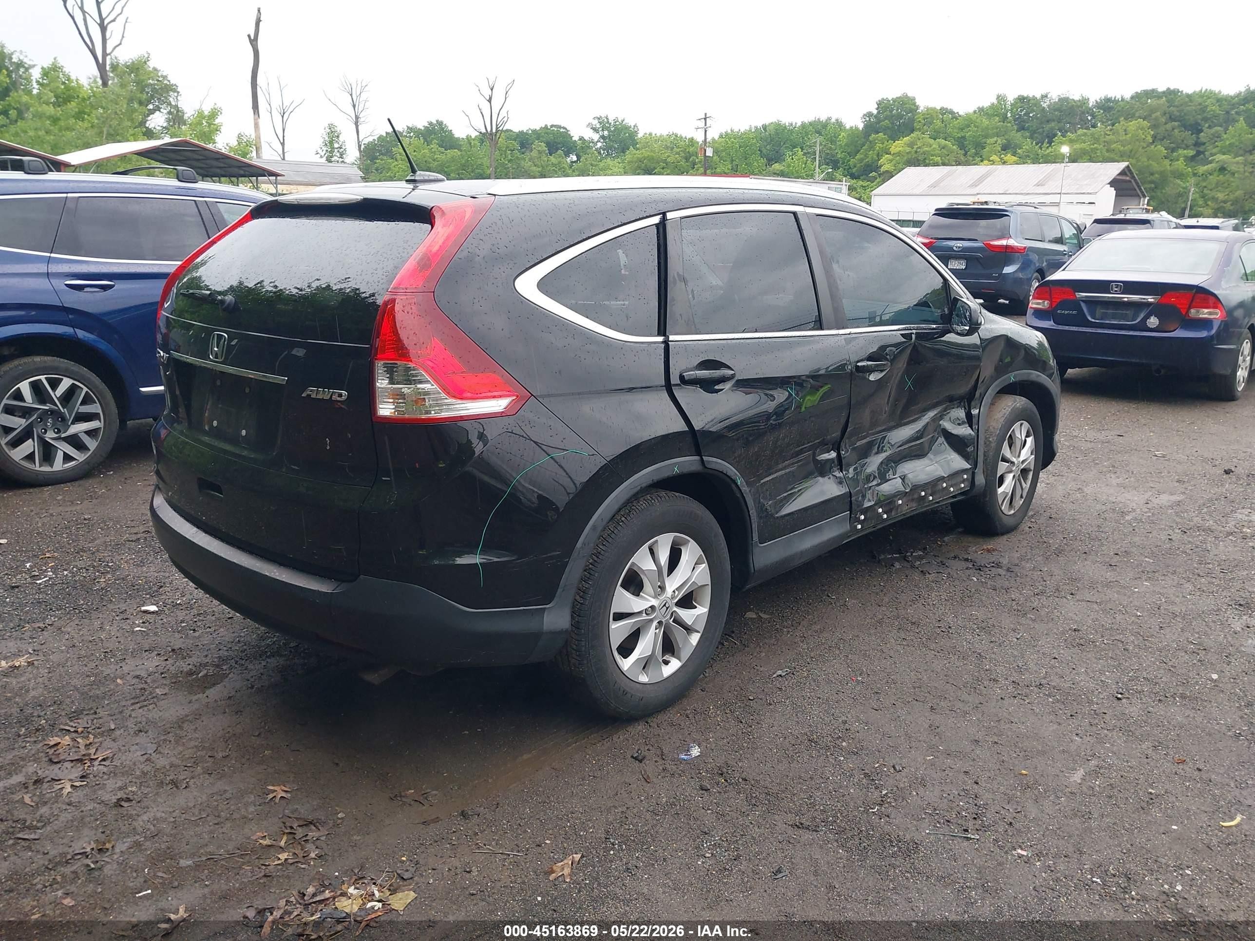 2014 Honda Cr-v Ex-l Black vin: 5J6RM4H74EL022698