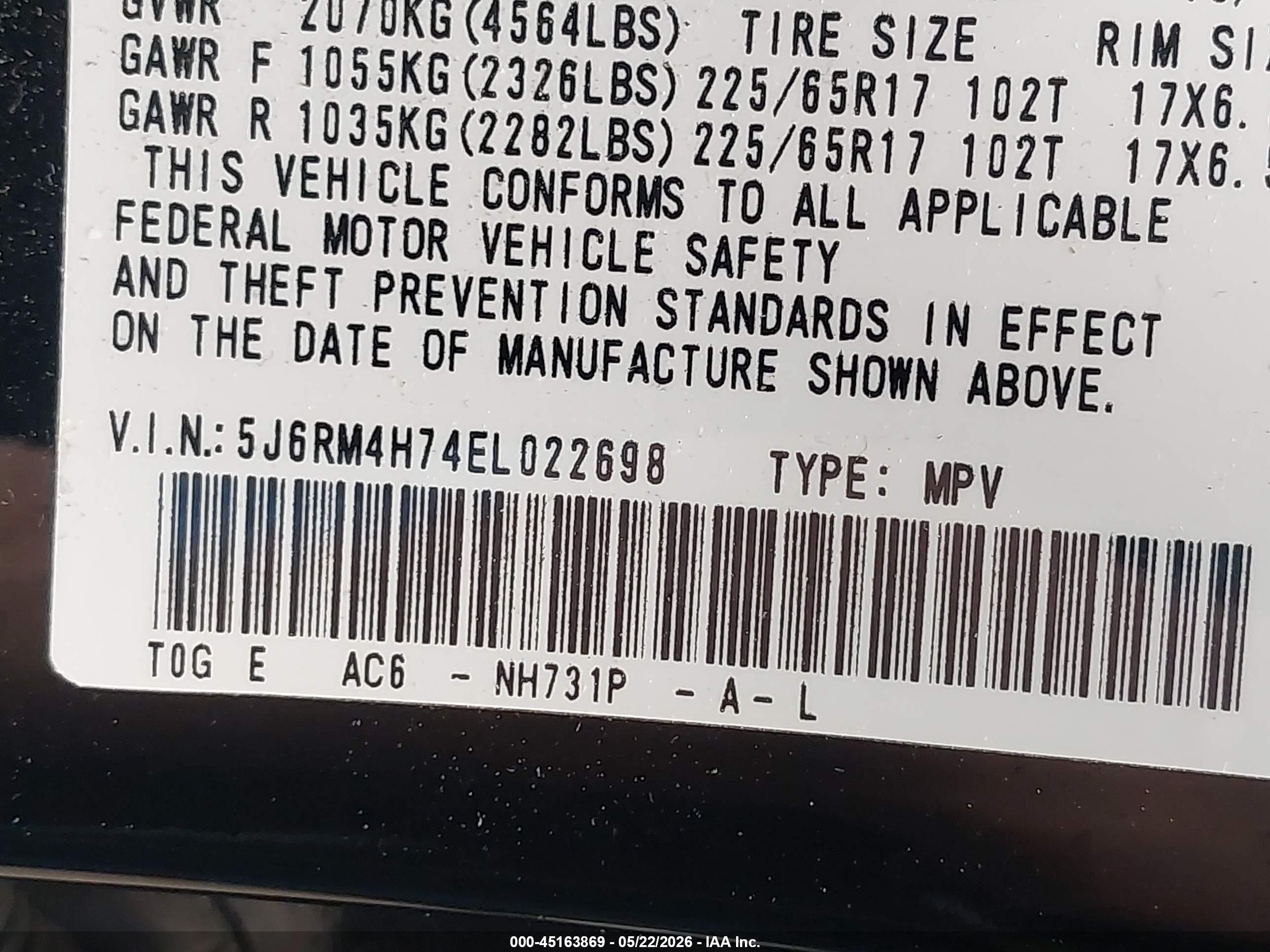 2014 Honda Cr-v Ex-l Black vin: 5J6RM4H74EL022698