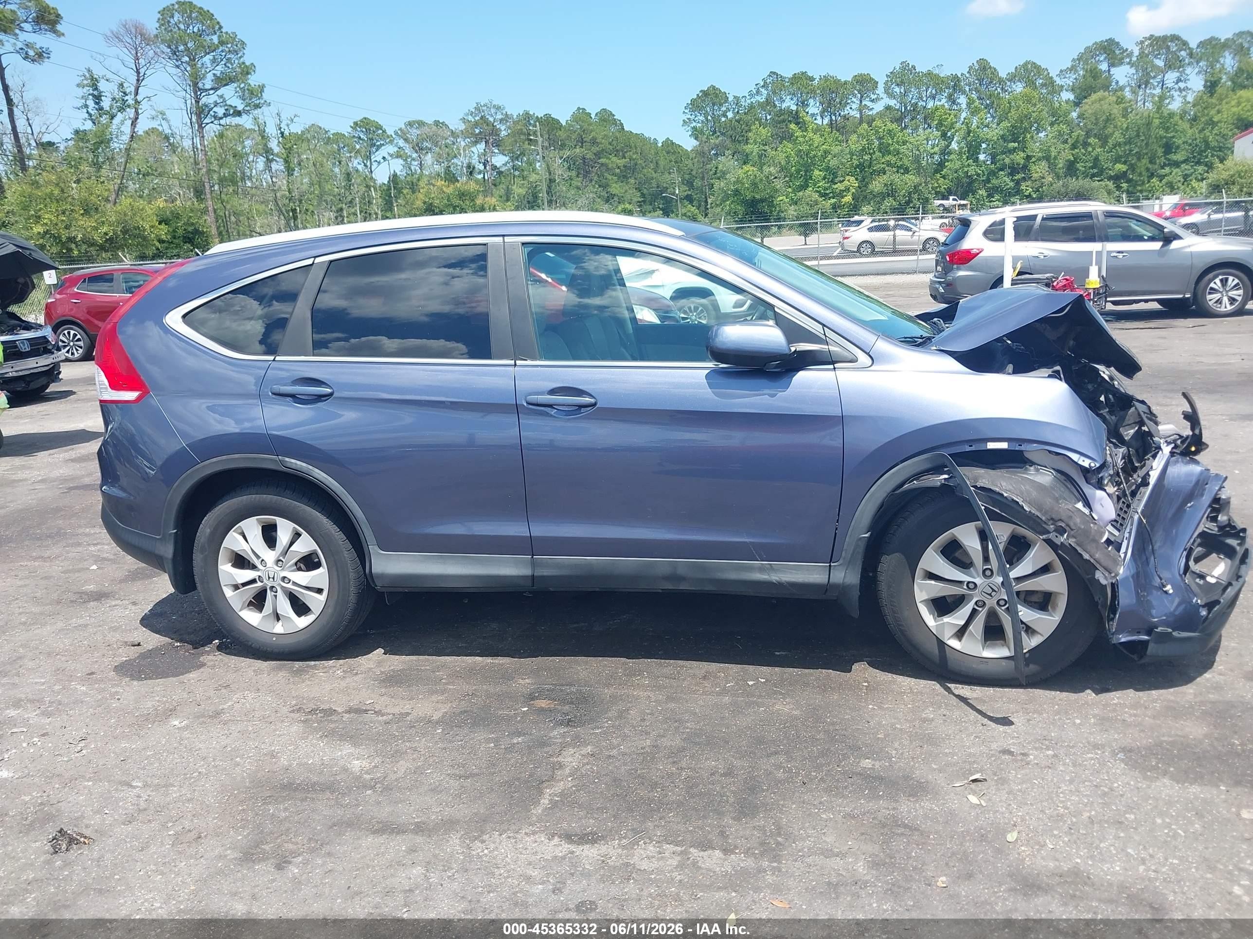 2014 Honda Cr-v Ex-l Blue vin: 5J6RM4H74EL076809