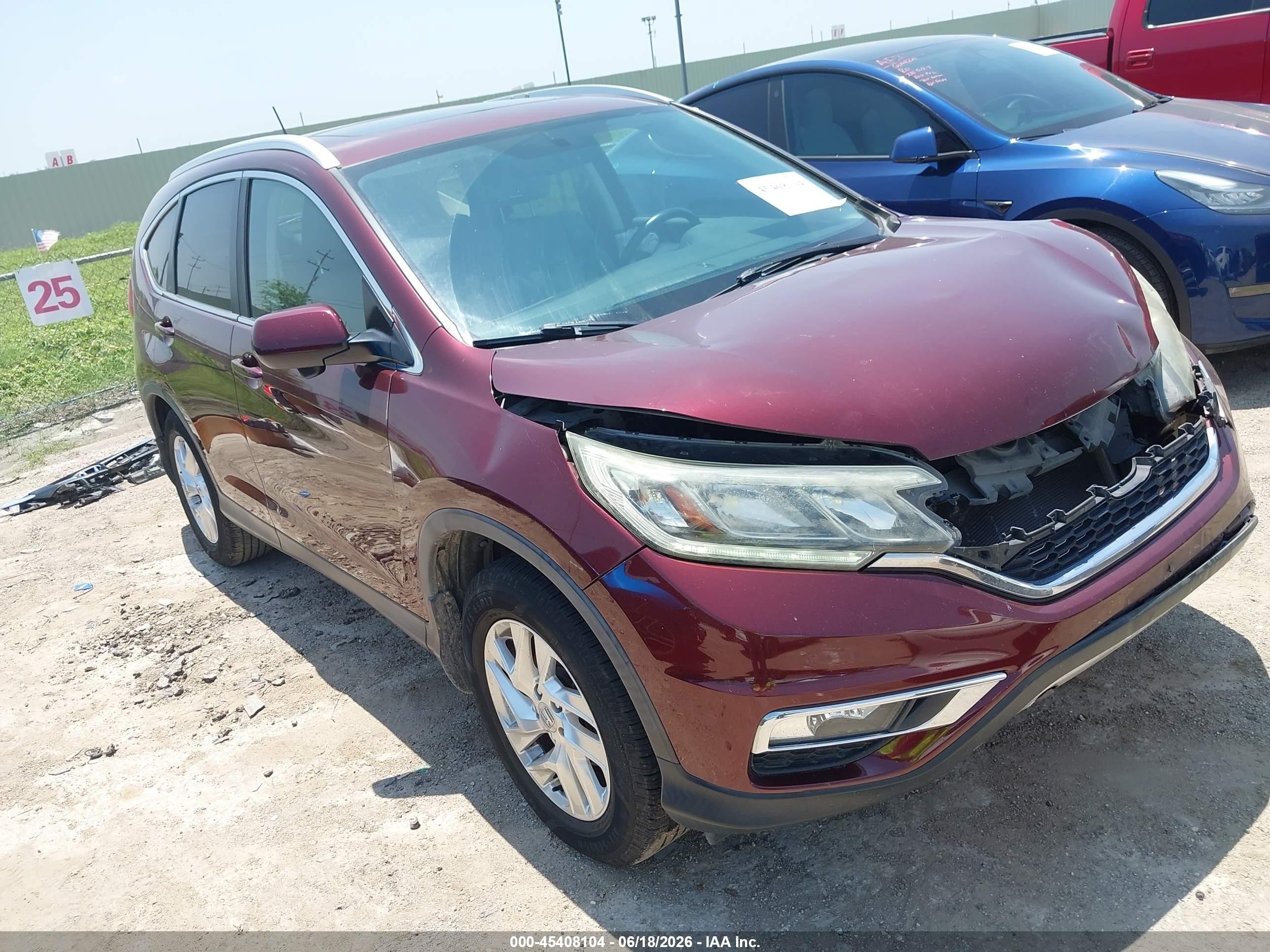 2015 Honda Cr-v Ex-l Maroon vin: 5J6RM4H74FL004395
