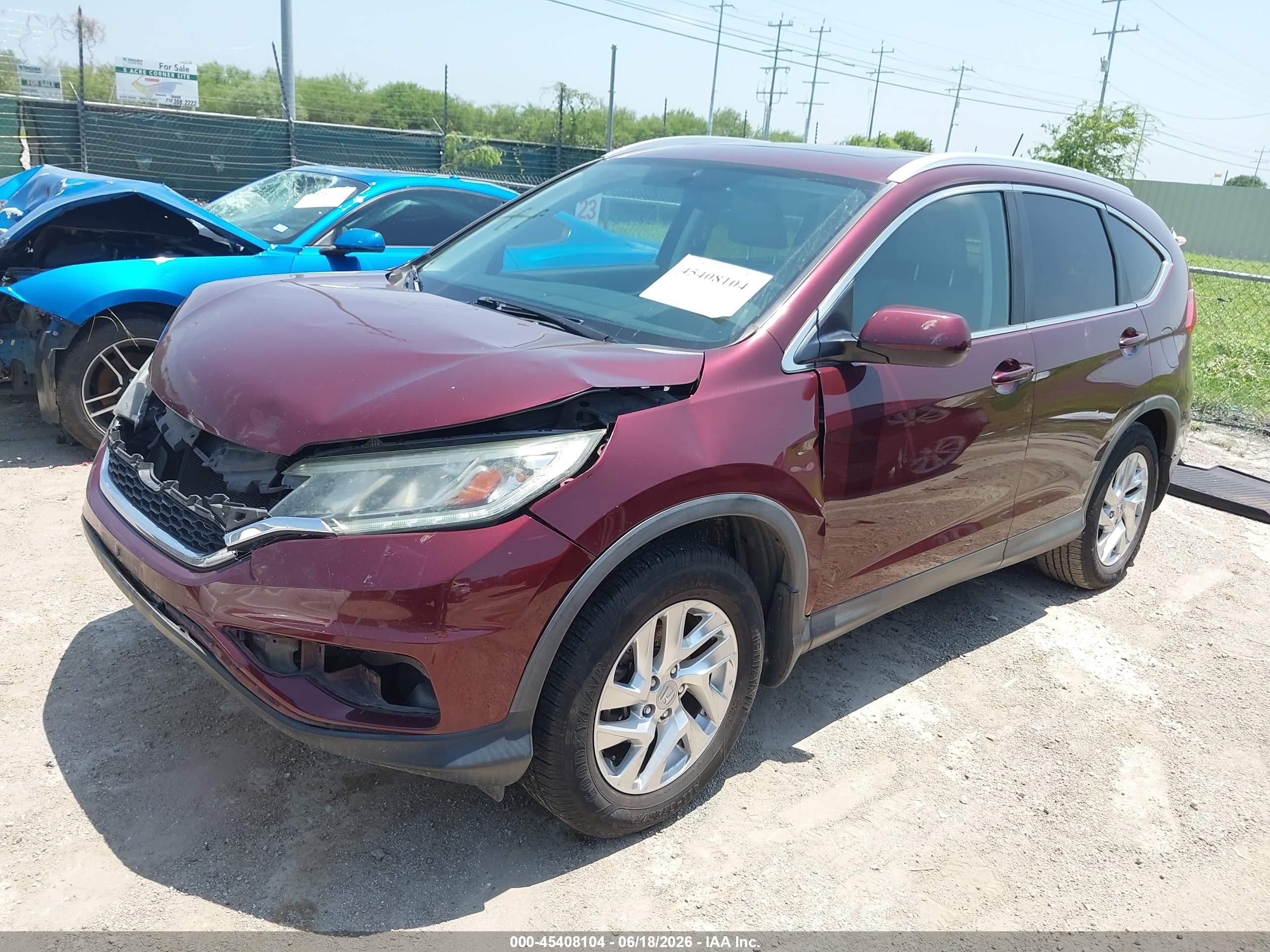2015 Honda Cr-v Ex-l Maroon vin: 5J6RM4H74FL004395
