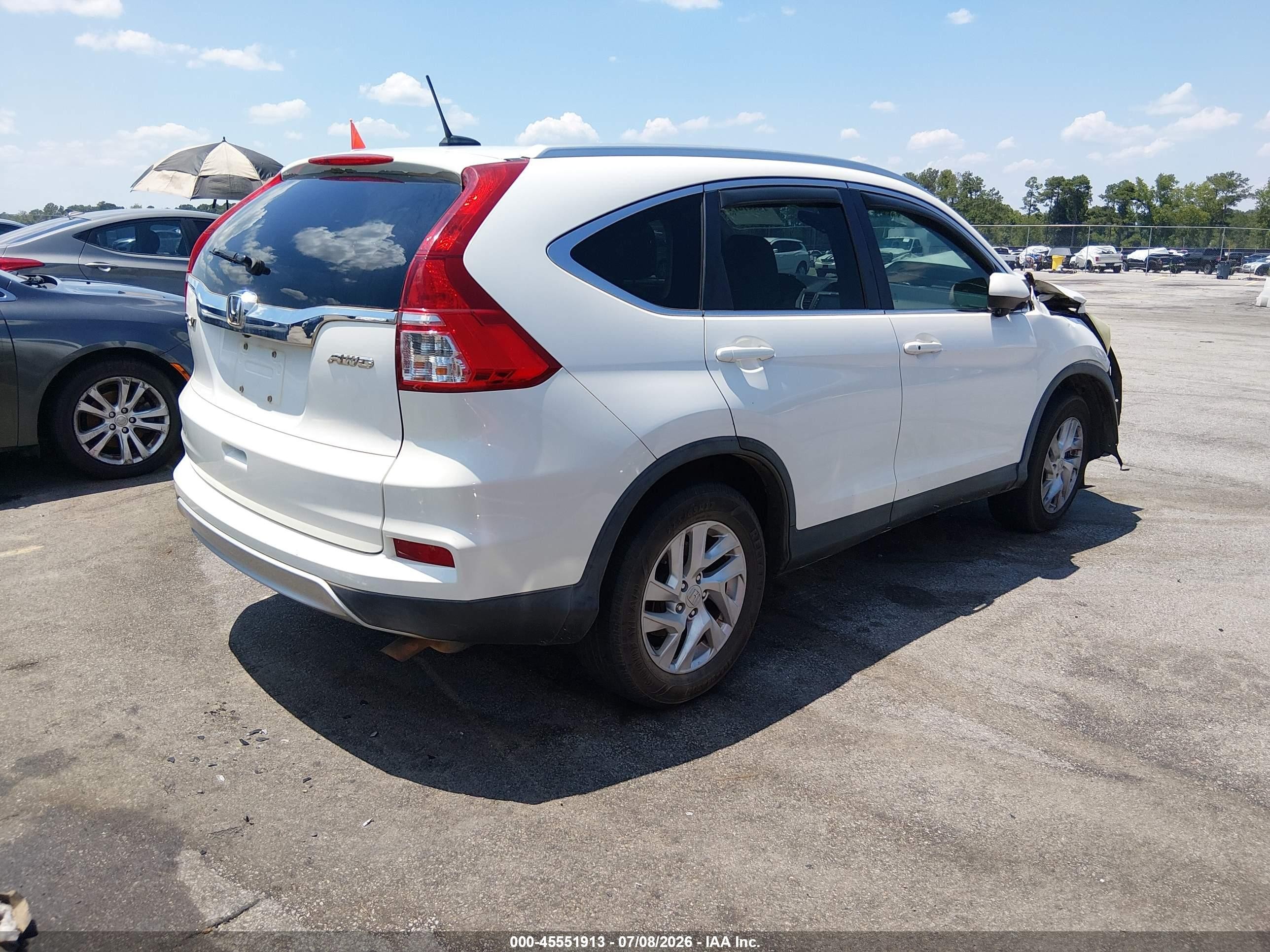 2015 Honda Cr-v Ex-l White vin: 5J6RM4H74FL037994