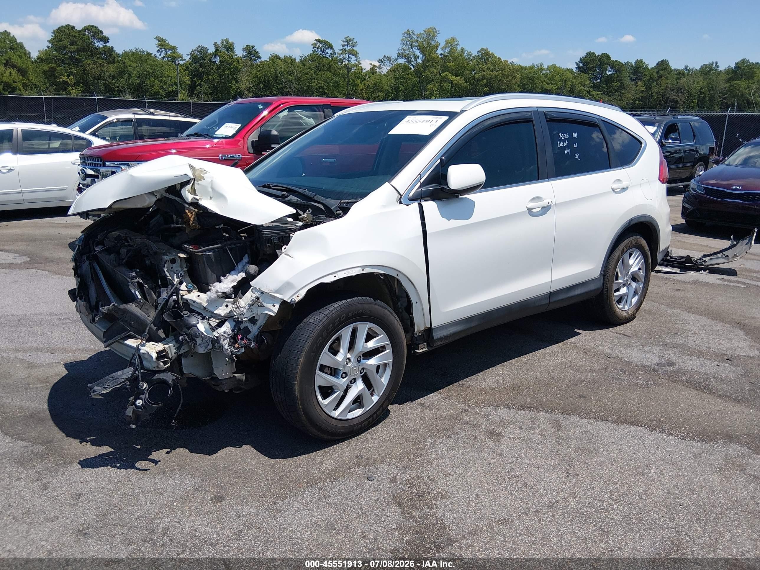2015 Honda Cr-v Ex-l White vin: 5J6RM4H74FL037994