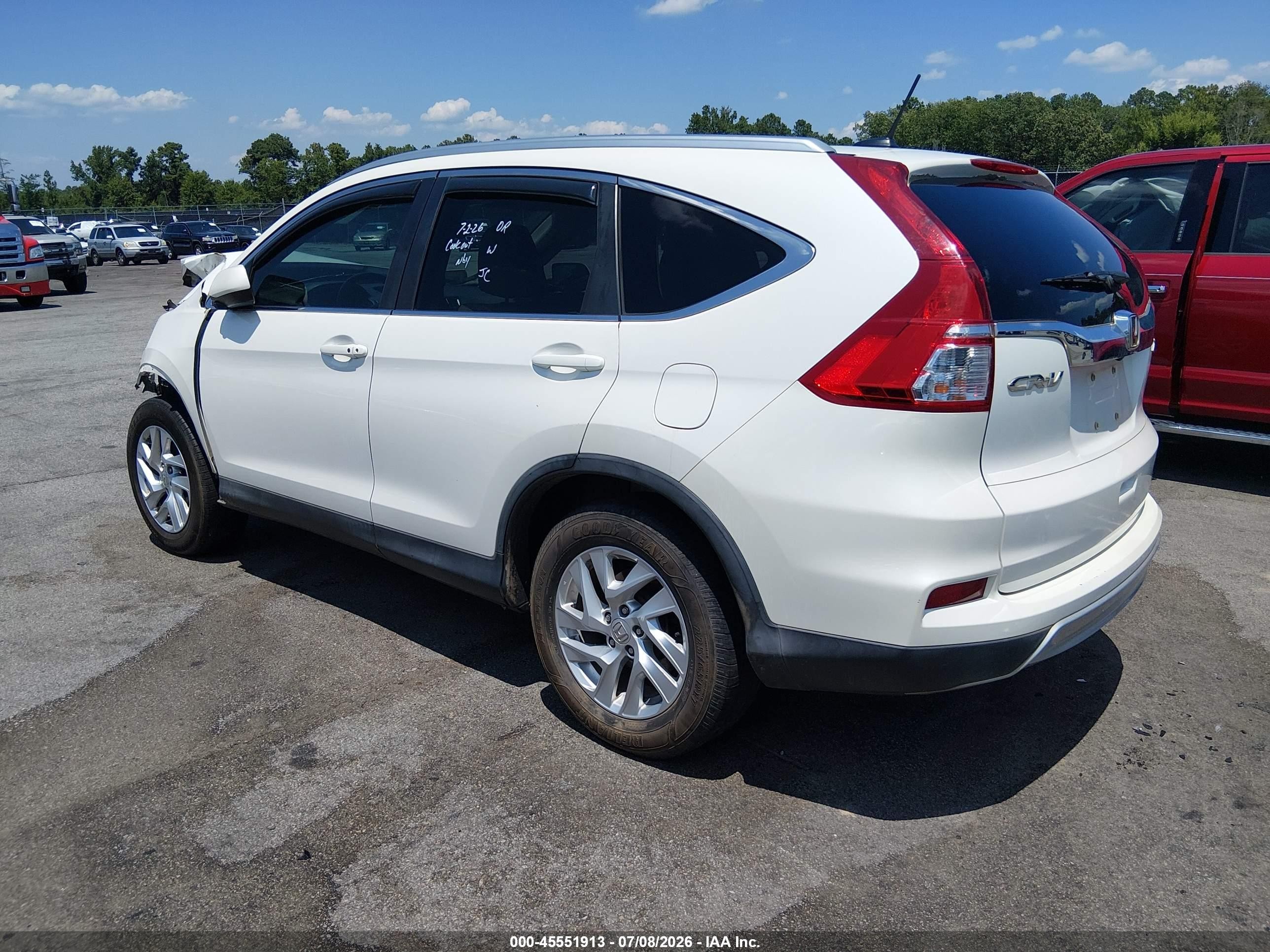 2015 Honda Cr-v Ex-l White vin: 5J6RM4H74FL037994