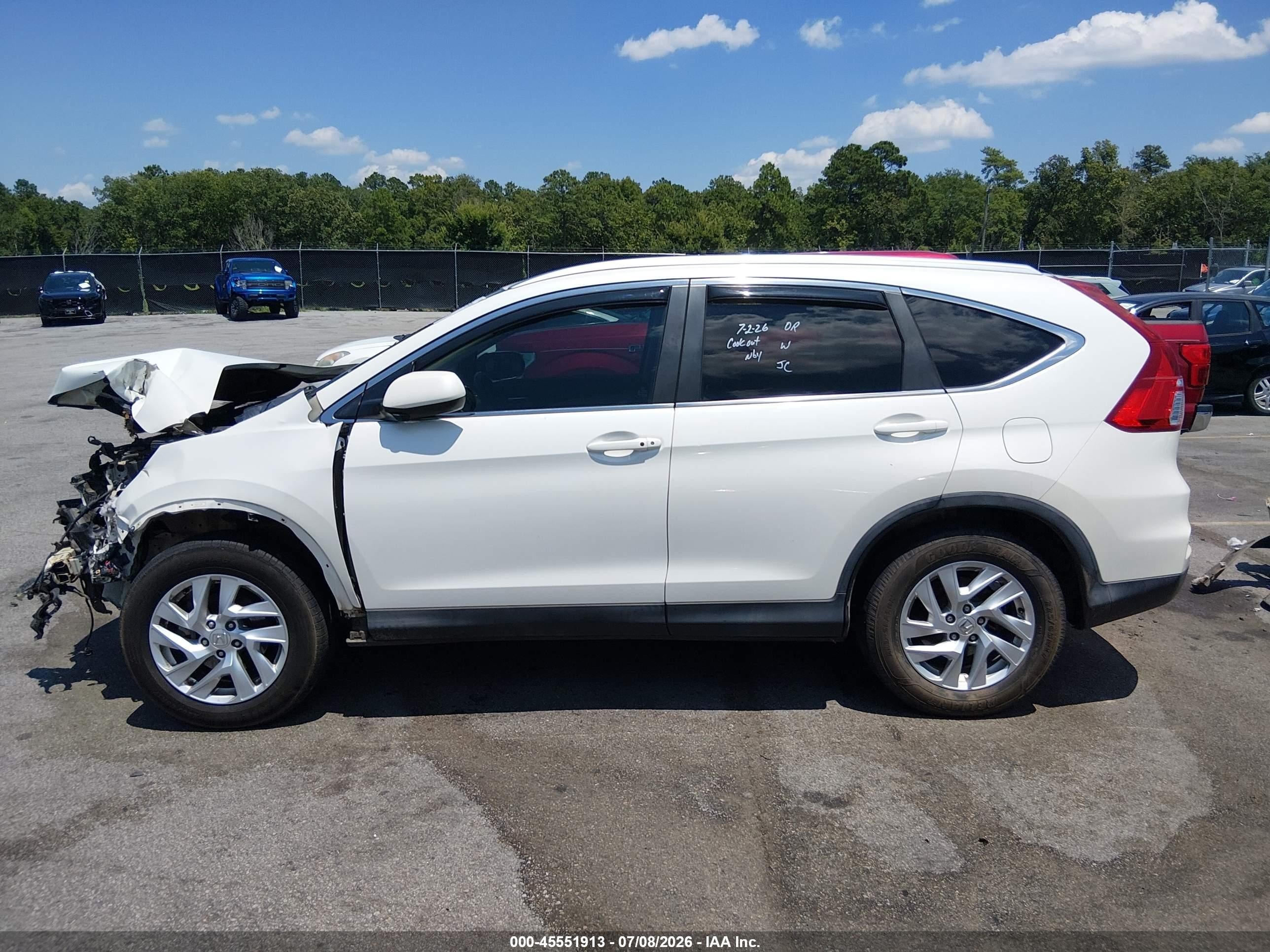 2015 Honda Cr-v Ex-l White vin: 5J6RM4H74FL037994