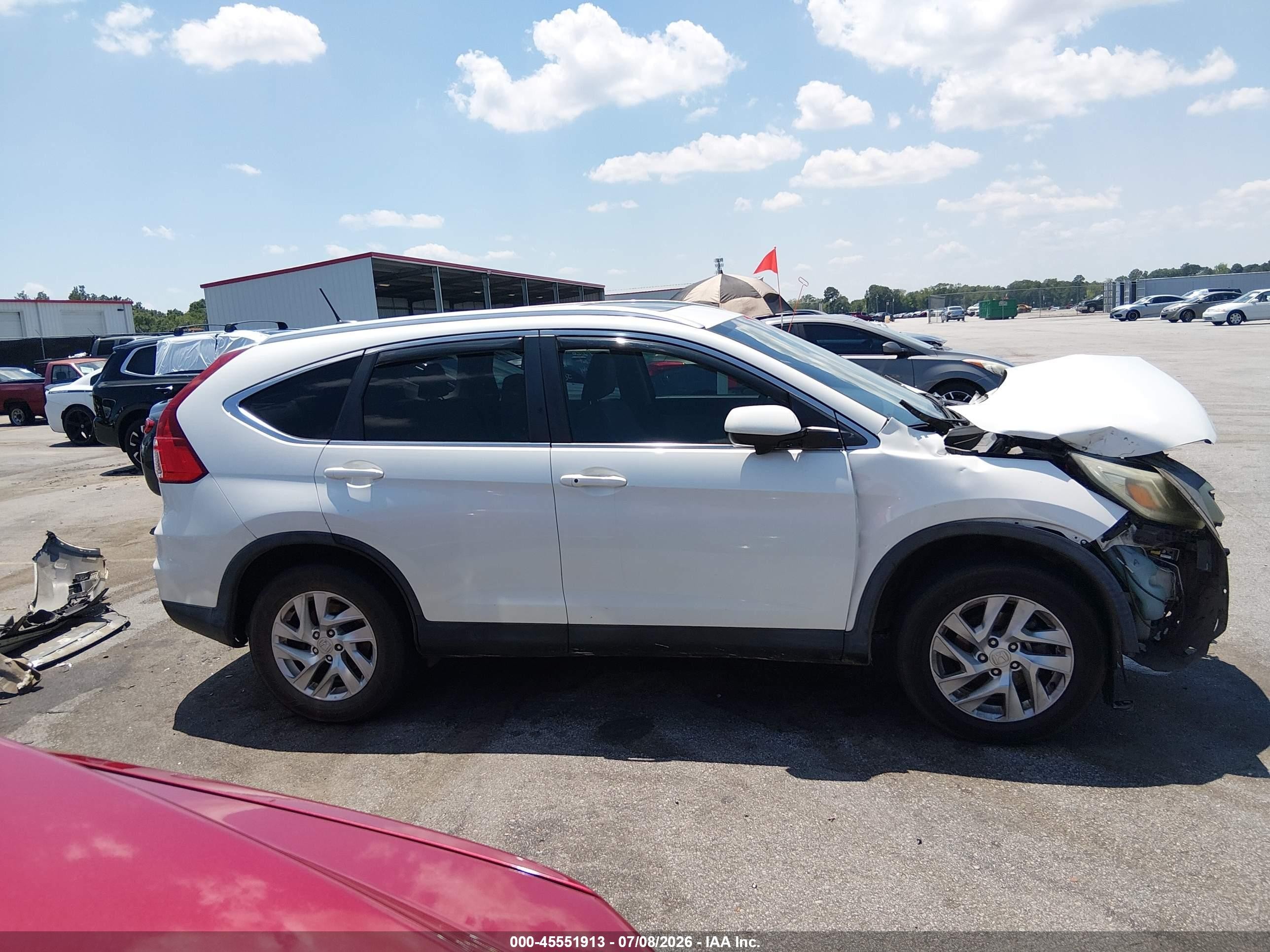 2015 Honda Cr-v Ex-l White vin: 5J6RM4H74FL037994