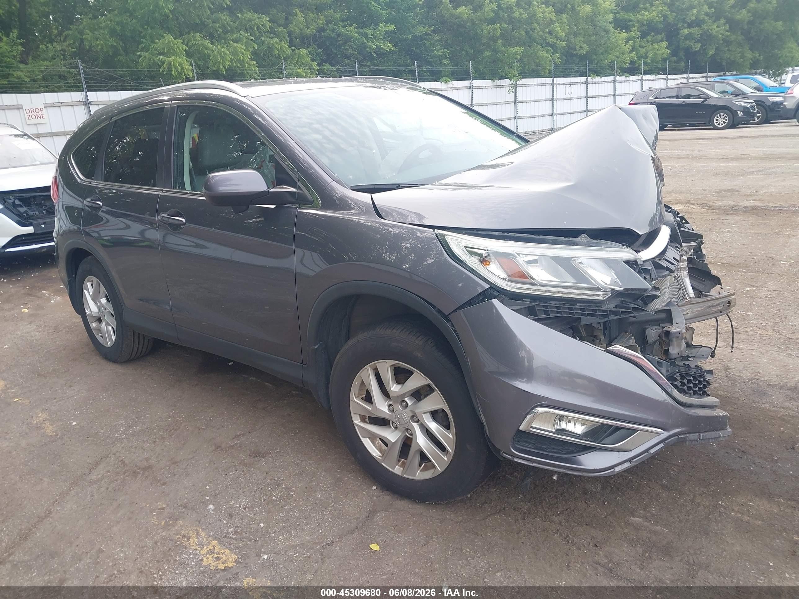 2015 Honda Cr-v Ex-l Серый vin: 5J6RM4H74FL052415