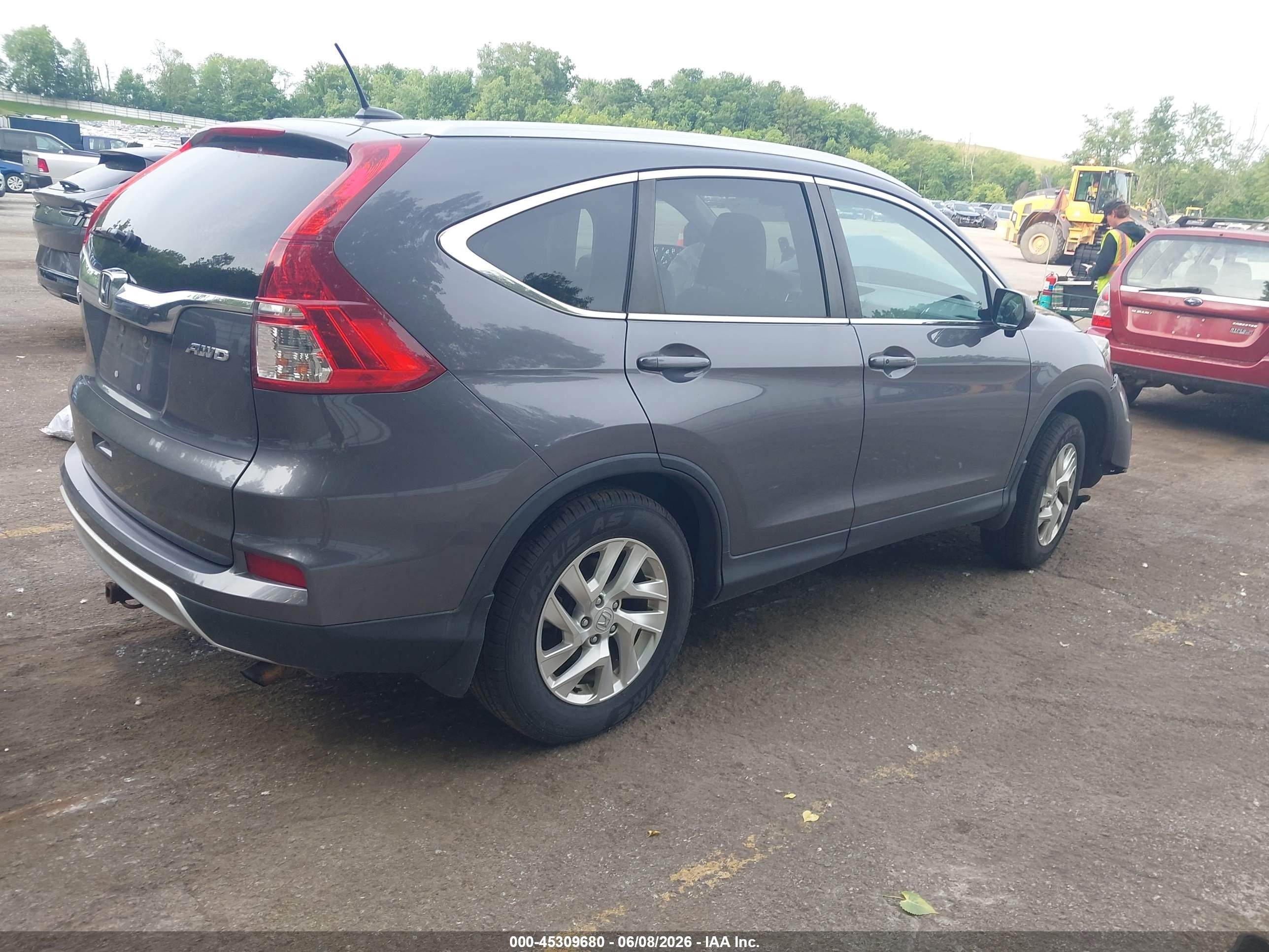 2015 Honda Cr-v Ex-l Gray vin: 5J6RM4H74FL052415